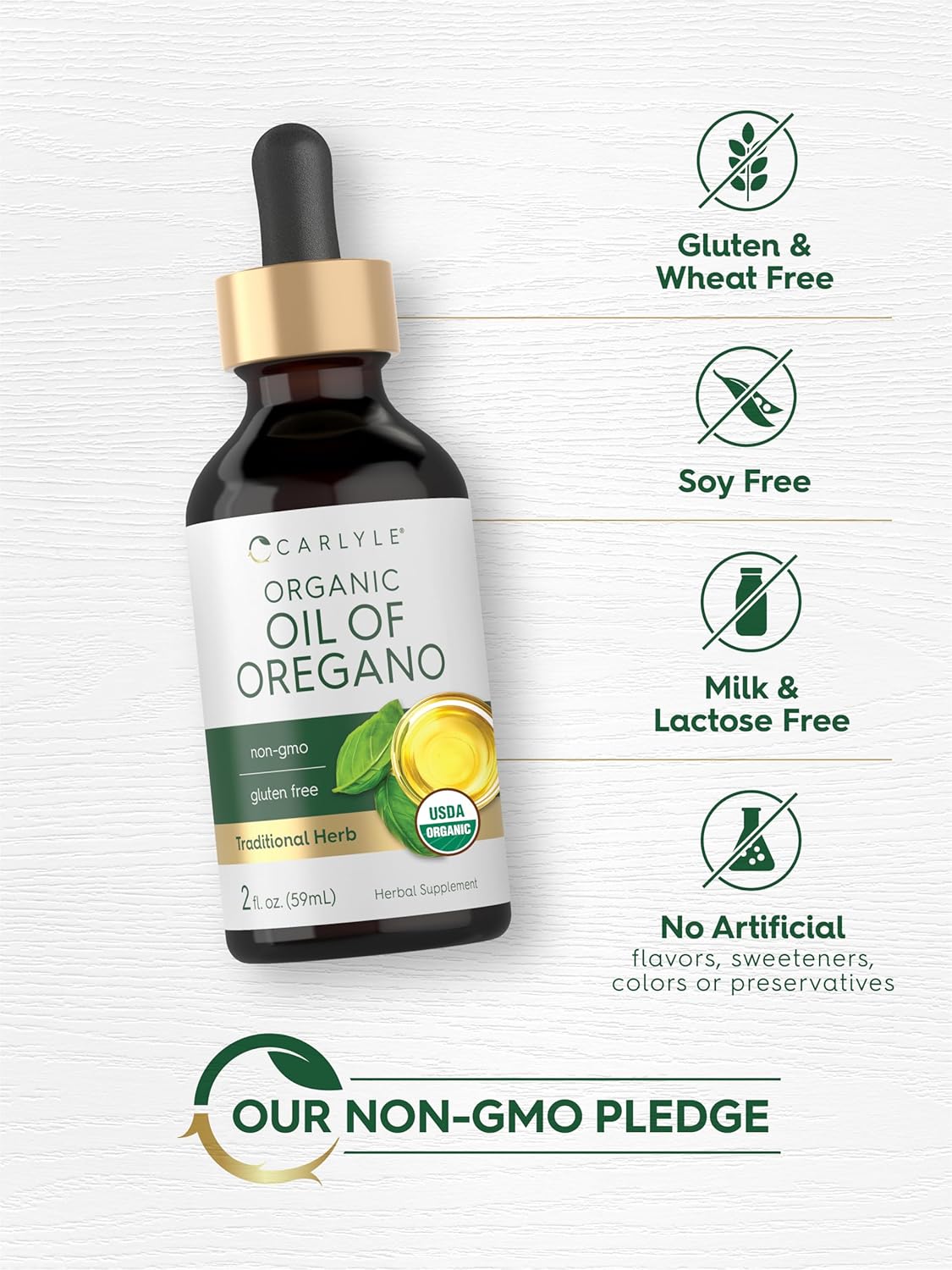 Carlyle Organic Oil of Oregano Liquid Drops | 2 fl oz | Vegan Herbal Supplement | Non-GMO, Gluten Free 24hrsmart
