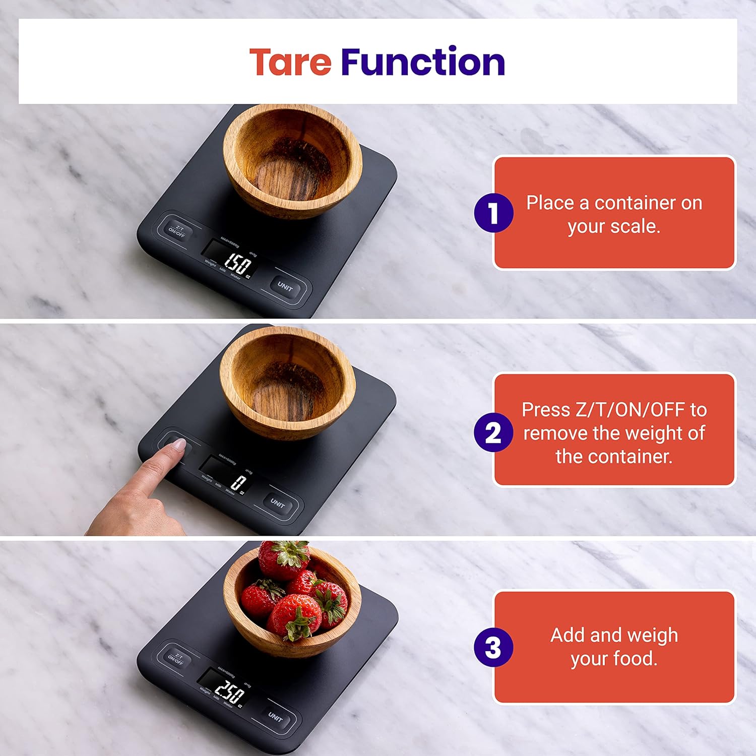 Etekcity Food Kitchen Scale, Digital Grams and Ounces for Weight Loss, Baking, Cooking, Keto and Meal Prep, LCD Display, Medium, 304 Stainless Steel 24hrsmart