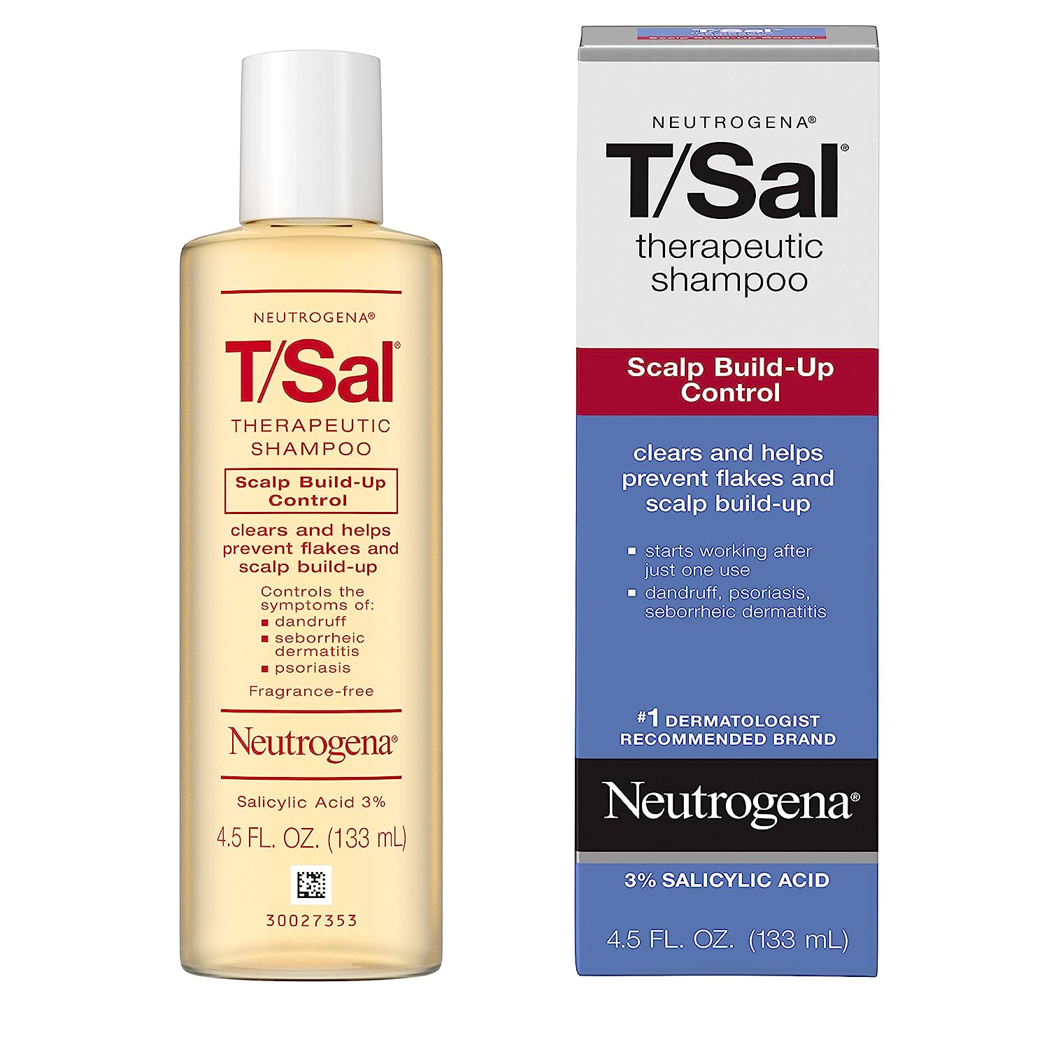 Neutrogena T/Sal Therapeutic Shampoo for Scalp Build-Up Control with Salicylic Acid, Scalp Treatment for Dandruff, Scalp Psoriasis & Seborrheic Dermatitis Relief, 4.5 fl. oz - 24hrsmart