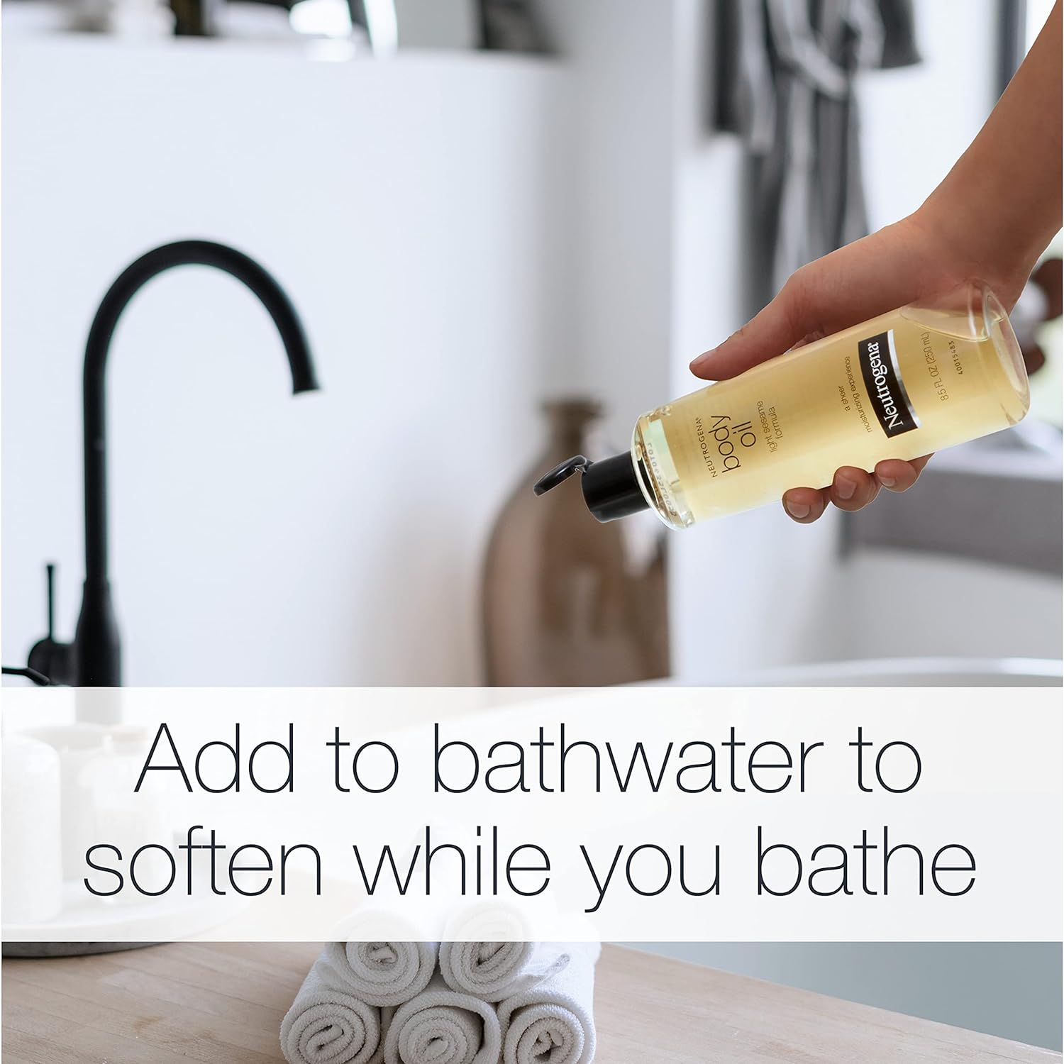 Neutrogena Body Oil Light Sesame Formula, Dry Skin Moisturizer & Hydrating Body Massage Oil, for Radiant & Healthy Looking Glow, Nourishing Bath Oil for Sheer Moisture, 16 fl. oz 24Hr Smart