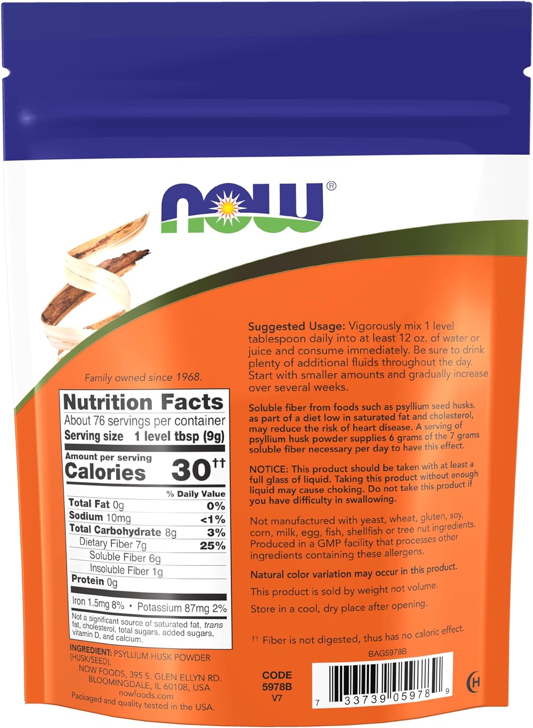 Now Foods Psyllium Husk Powder, 24 oz. 24Hr Smart
