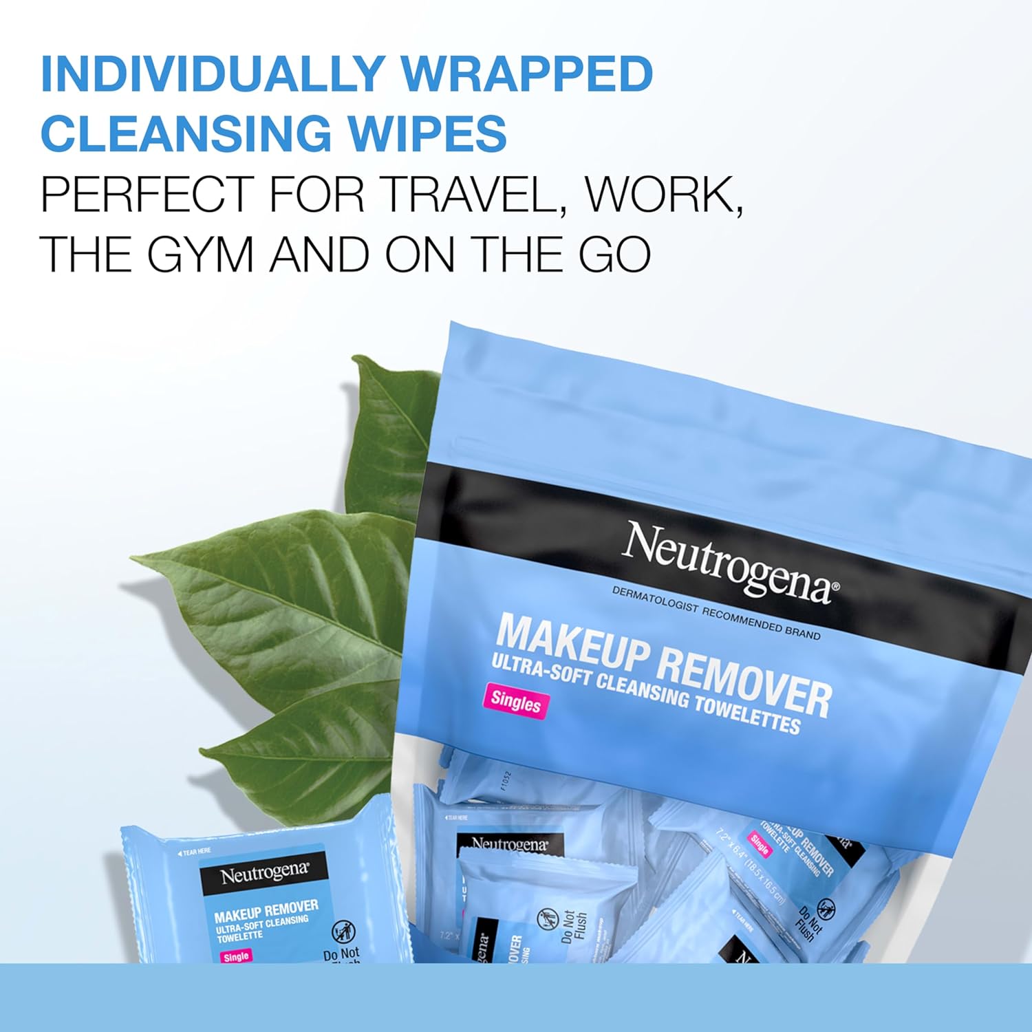 Neutrogena Makeup Remover Wipes Singles, Daily Facial Cleanser Towelettes, Gently Removes Oil & Makeup, Alcohol-Free Makeup Wipes, Individually Wrapped, 20 ct - 24hrsmart