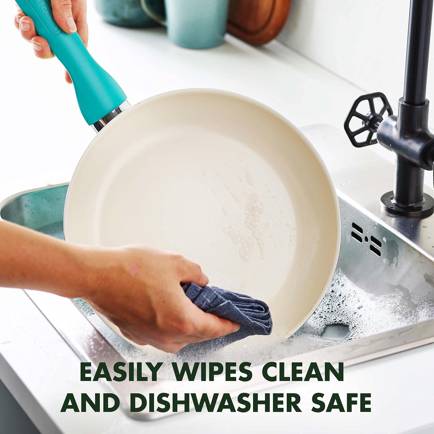 GreenPan Rio Healthy Ceramic Nonstick 7" Frying Pan Skillet, PFAS-Free, Dishwasher Safe, Turquoise - 24hrsmart