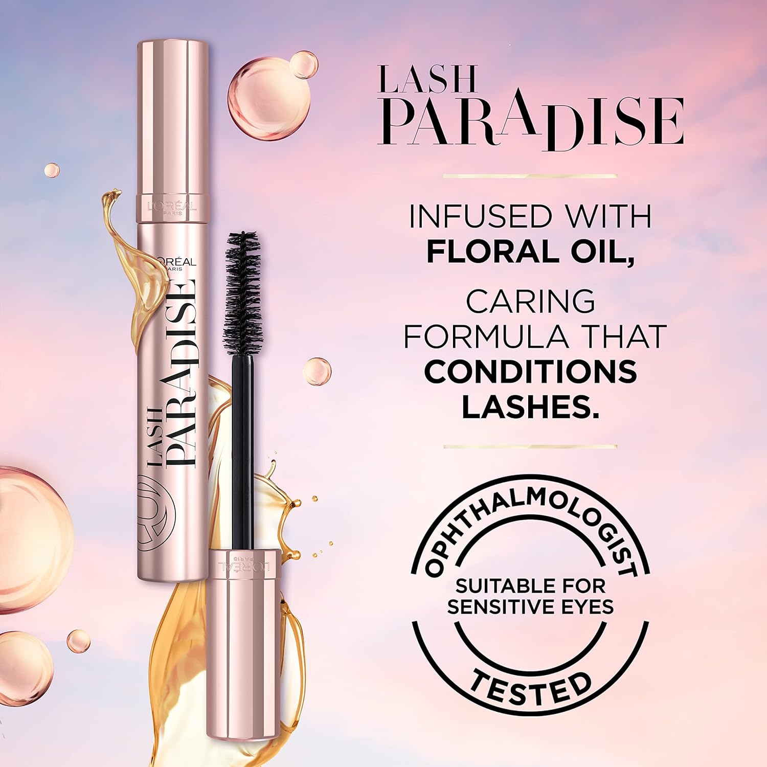 L’Oréal Paris Makeup Lash Paradise Mascara, Voluptuous Volume, Intense Length, Feathery Soft Full Lashes, No Flaking, No Smudging, No Clumping, Mystic Black, 0.28 Fl Oz (Pack of 1) 24Hr Smart
