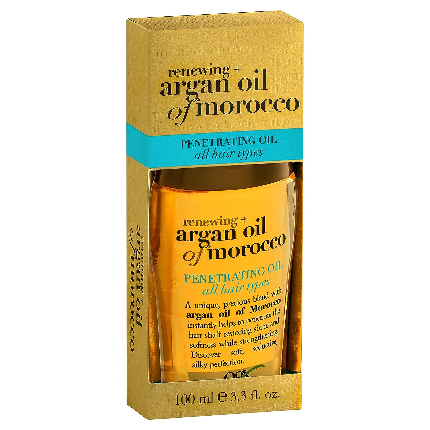 OGX Renewing + Argan Oil of Morocco Penetrating Hair Oil Treatment, Moisturizing & Strengthening Silky Oil for All Hair Types, Paraben-Free, Sulfated-Surfactants Free, 3.3 fl oz - 24hrsmart