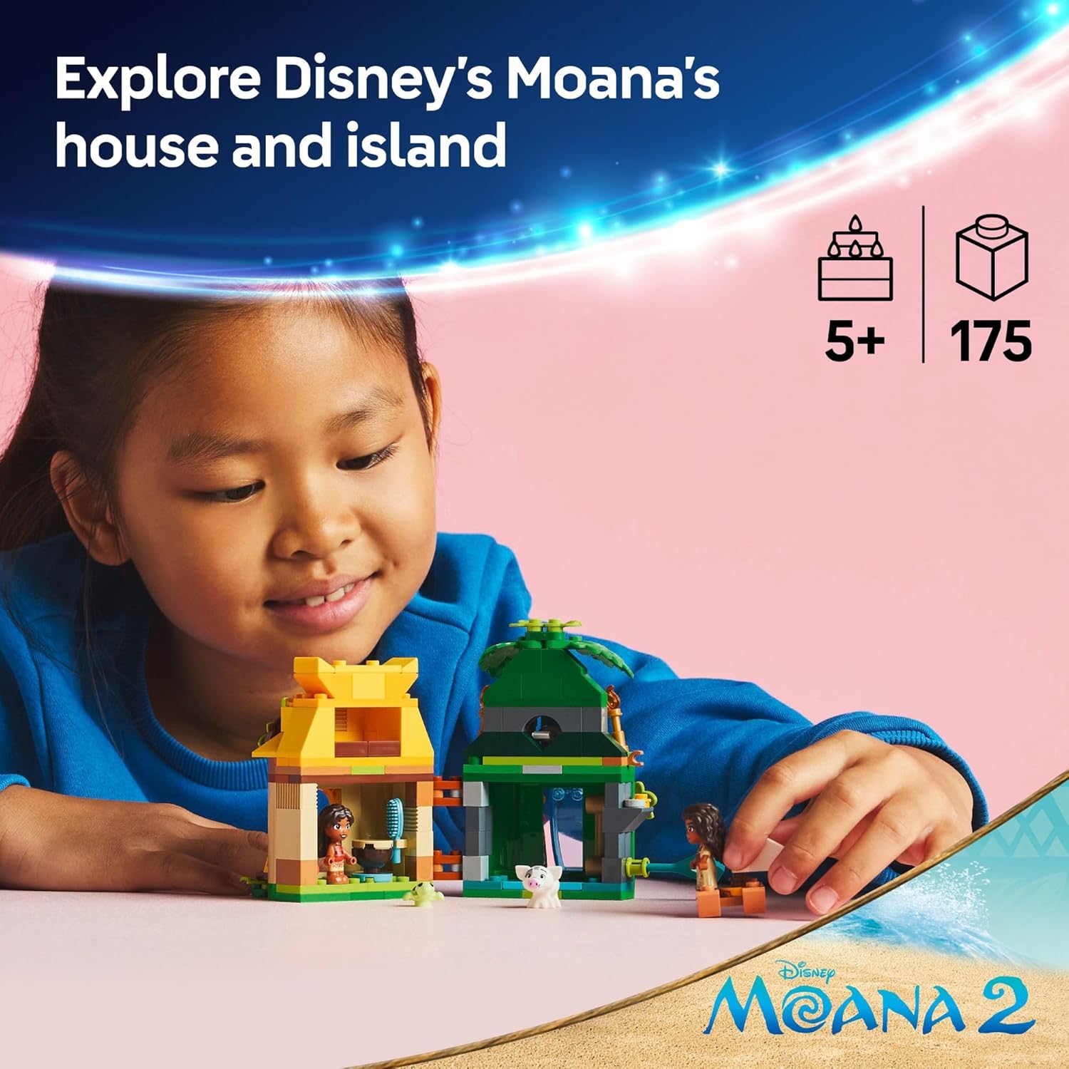 LEGO Disney Moana's Island Fun Building Toy Playset - Princess Moana Toy for Kids, Girls and Boys, Ages 5+ - with 2 Disney Micro-Dolls and Pua Animal Figure 24hrsmart