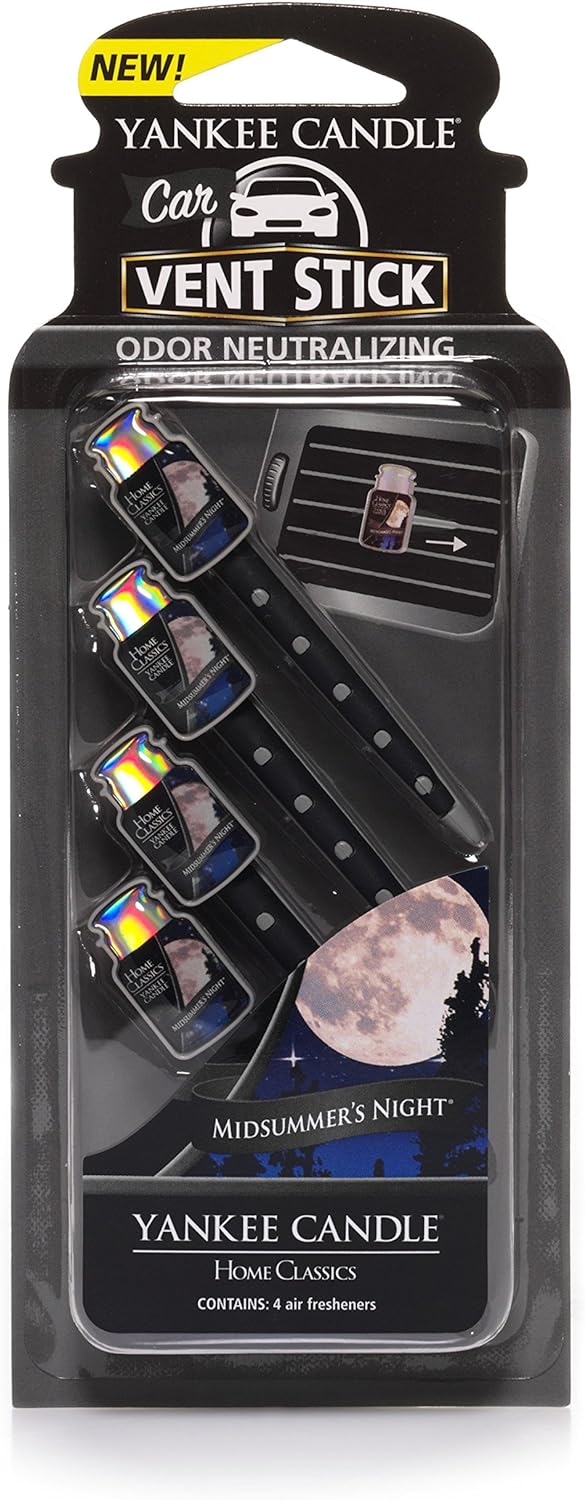 Yankee Candle Car Air Fresheners, Car Vent Stick MidSummer's Night® Scented, Includes 4 Odor Neutralizing Sticks, Each Lasts Up To 2 Weeks - 24hrsmart