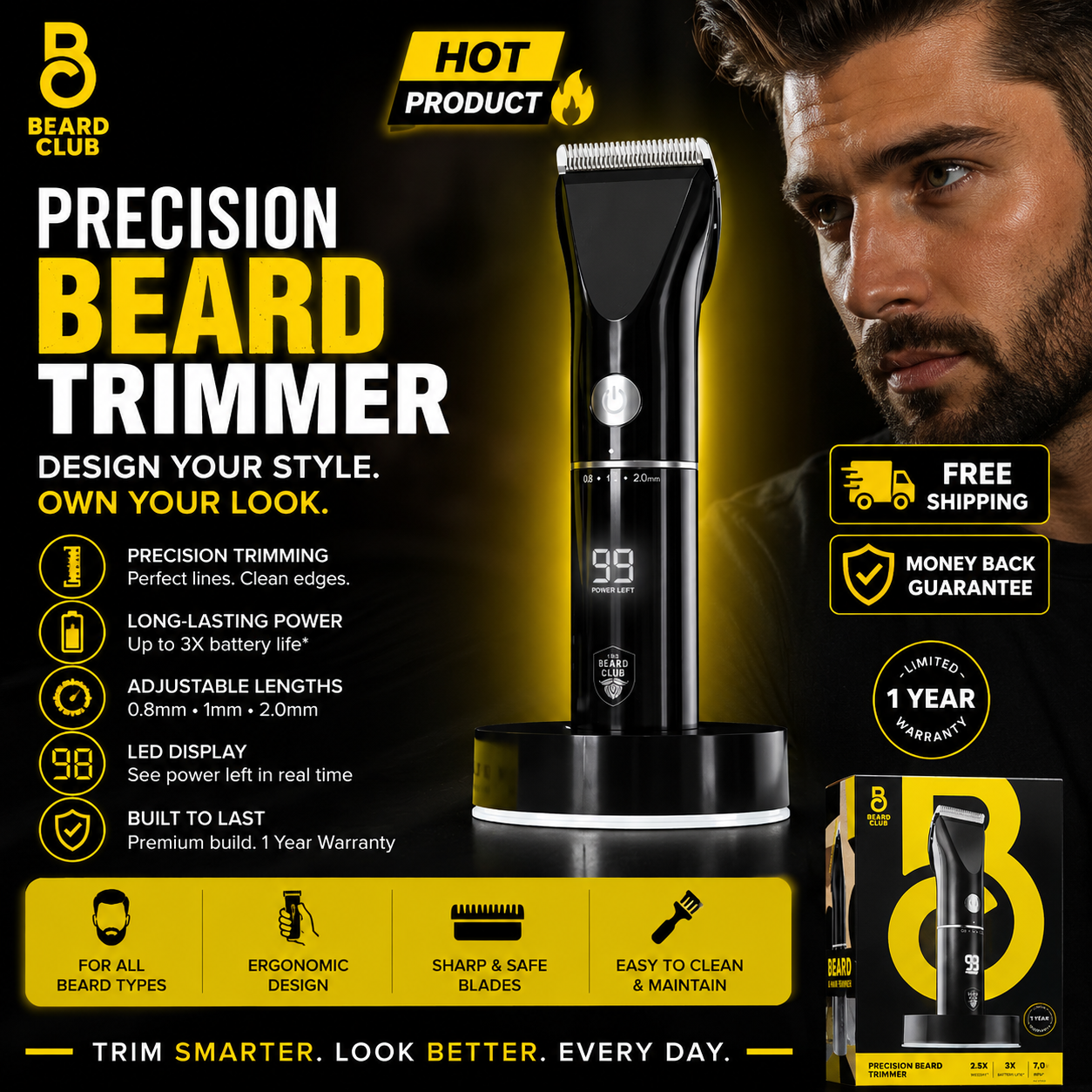 The Beard Club Precision Beard Trimmer for Men