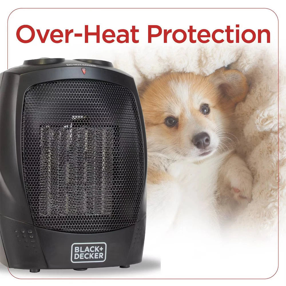 BLACK+DECKER portable ceramic indoor space heater with adjustable thermostat and fan
