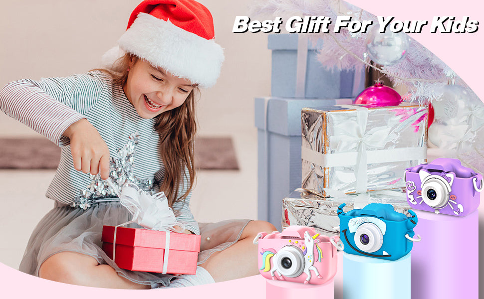 Goopow Kids Camera Toys for 3-8 Year Old Girls Boys,Children Digital Video Camcorder Camera with Cartoon Soft Cover, Best Chritmas Birthday Festival Gift for Kids - 32G SD Card Included 24hrsmart