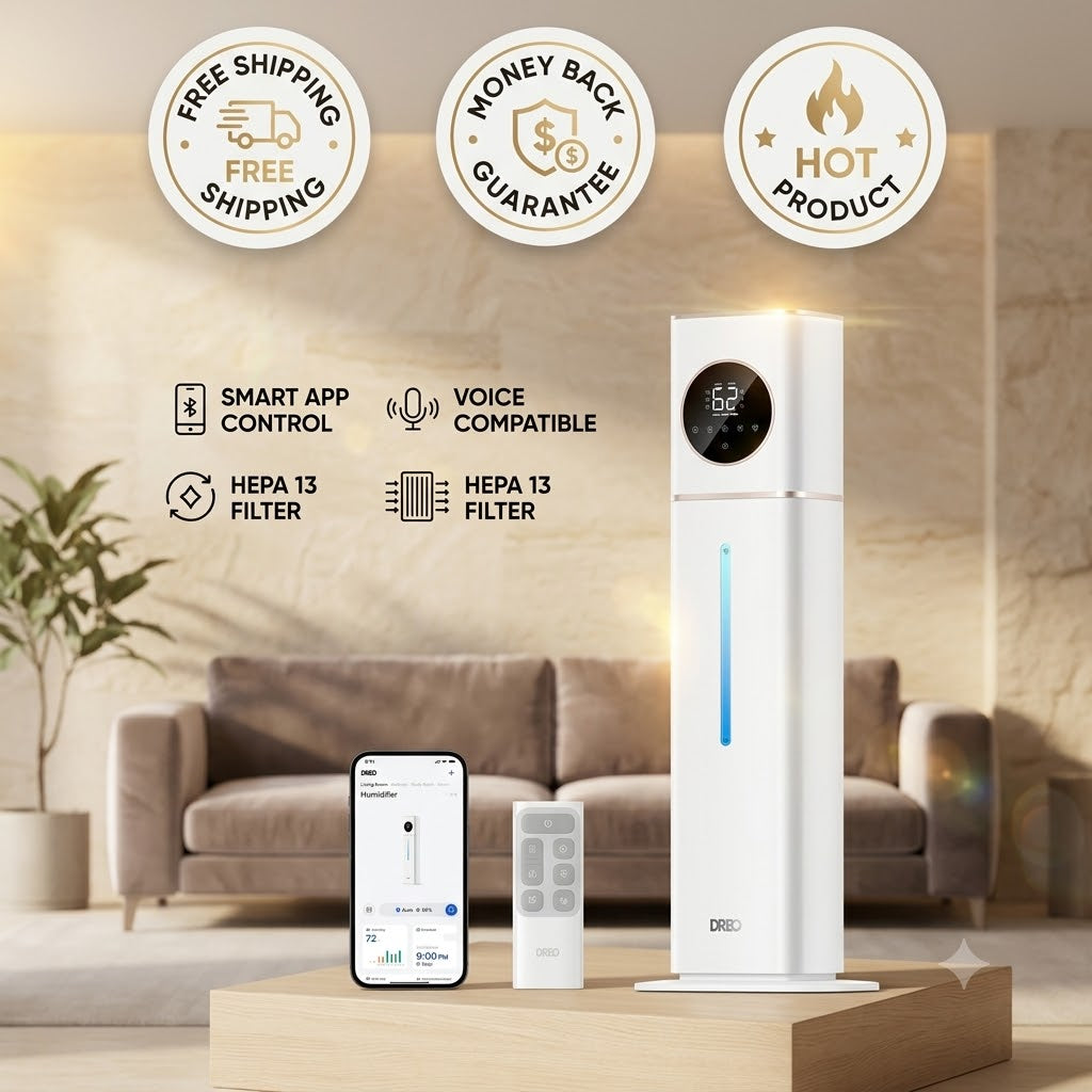 DREO Smart Ultrasonic Humidifier, 100H Runtime for Large Rooms - 3gal - 24hrsmart