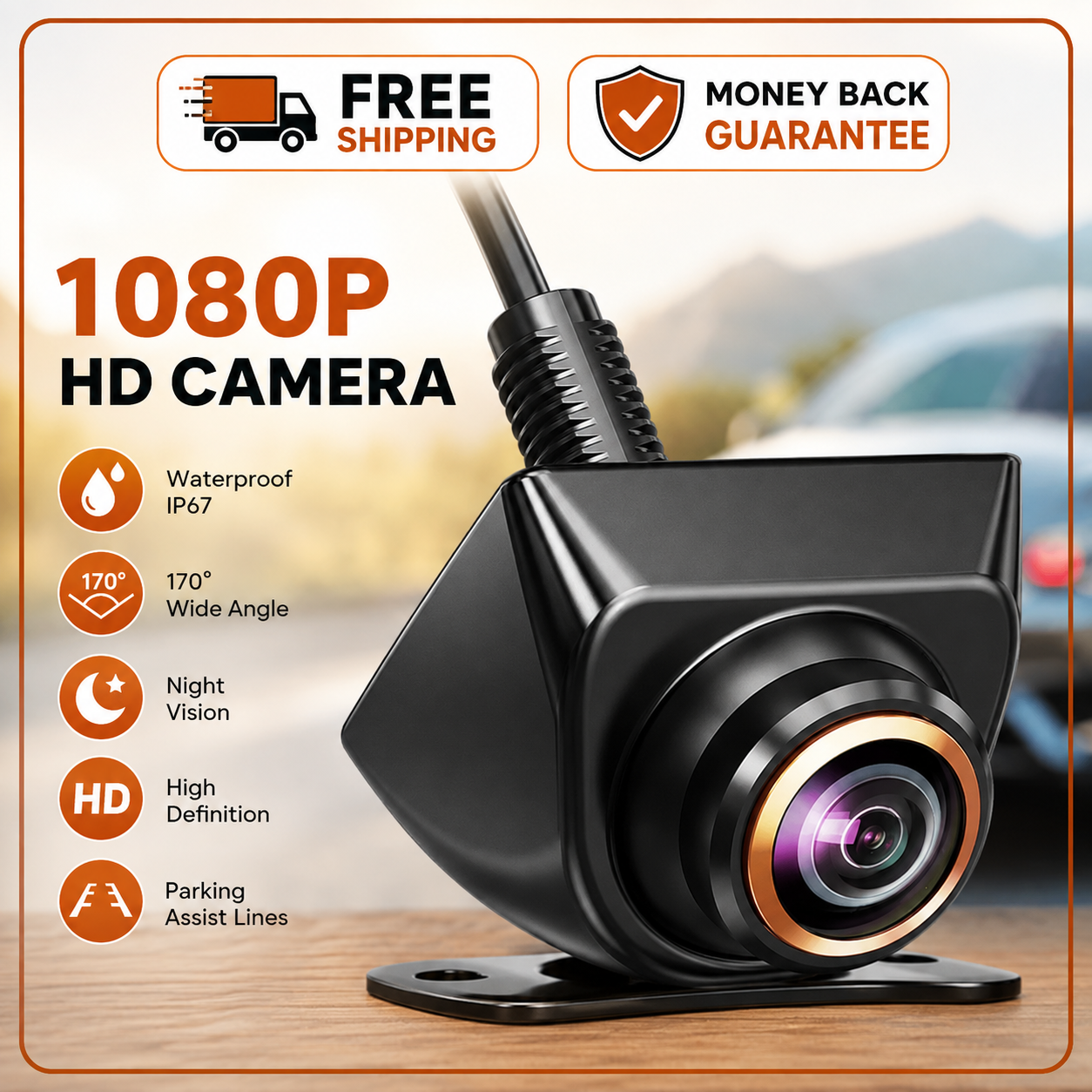 AHD Car Rear View Reverse Camera Parking Backup Night Vision Waterproof 1080P - 24hrsmart