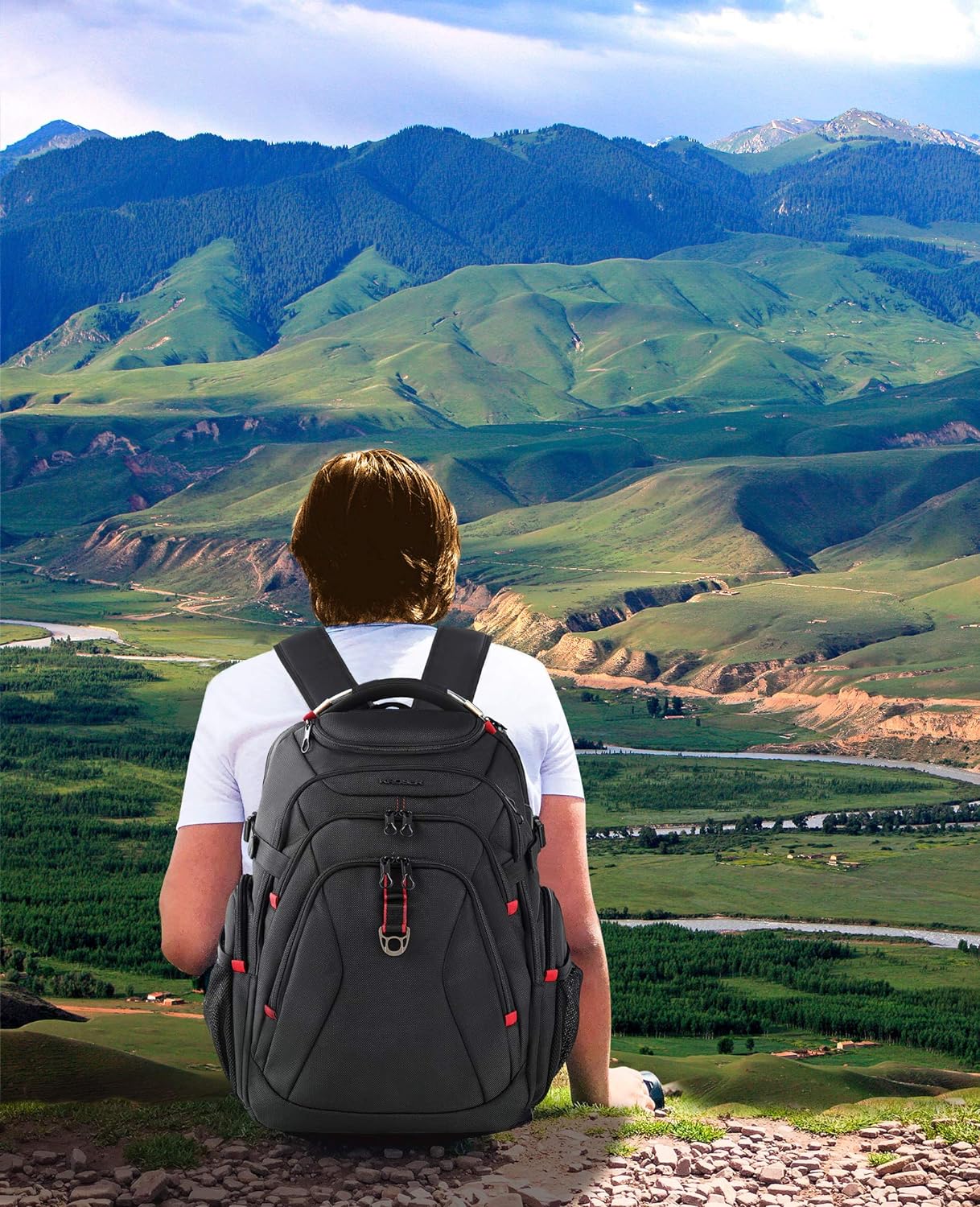 KROSER Travel Laptop Backpack 17.3 Inch XL Computer Backpack with Hard Shell Saferoom RFID Pockets Water-Repellent Business College Daypack Stylish Bag for Men/Women-Black 24Hr Smart