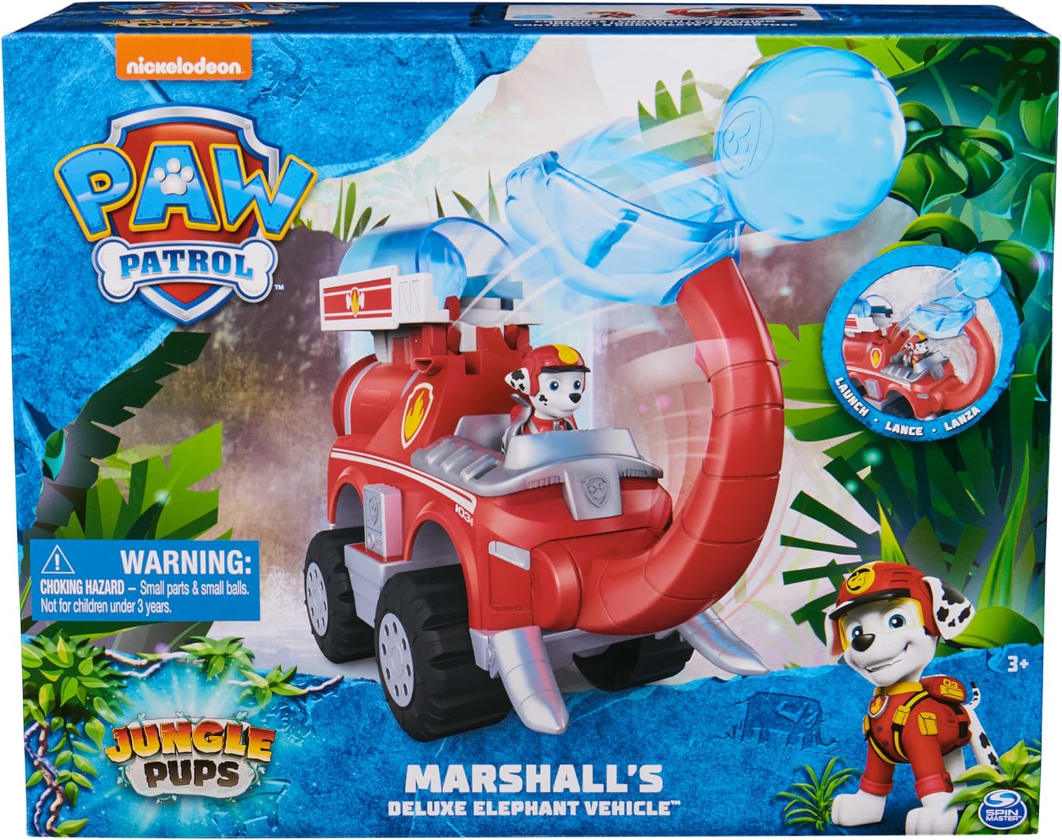 PAW Patrol Jungle Pups, Marshall Elephant Firetruck with Projectile Launcher, Toy Truck with Action Figure, Kids Toys for Boys & Girls Ages 3 and Up 24hrsmart