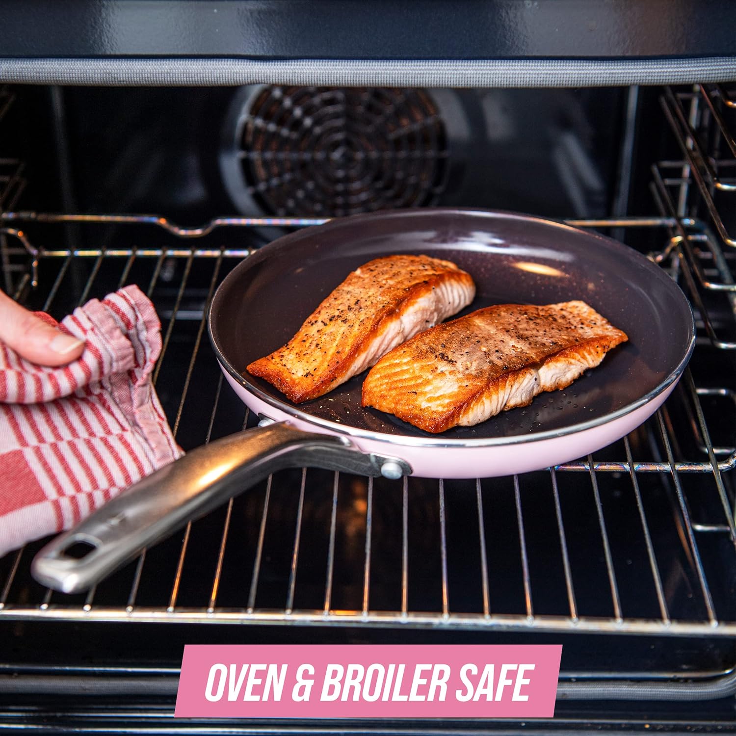 Blue Diamond Cookware Diamond Infused Ceramic Nonstick 10" Frying Pan Skillet, PFAS-Free, Dishwasher Safe, Oven Safe, Pink 24Hr Smart