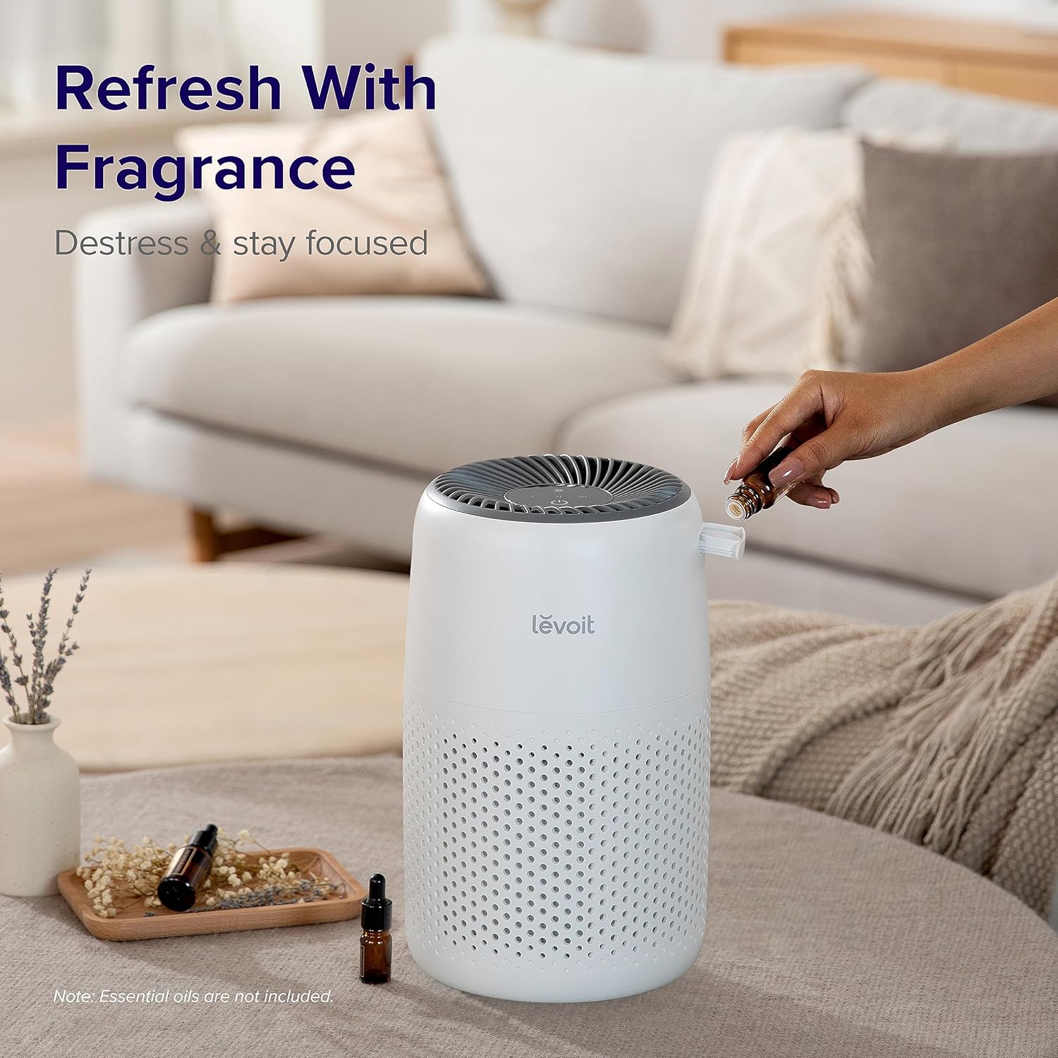LEVOIT Air Purifiers for Bedroom Home, 3-in-1 Filter Cleaner with Fragrance Sponge for Better Sleep, Filters Smoke, Allergies, Pet Dander, Odor, Dust, Office, Desktop, Portable, Core Mini, White 24Hr Smart