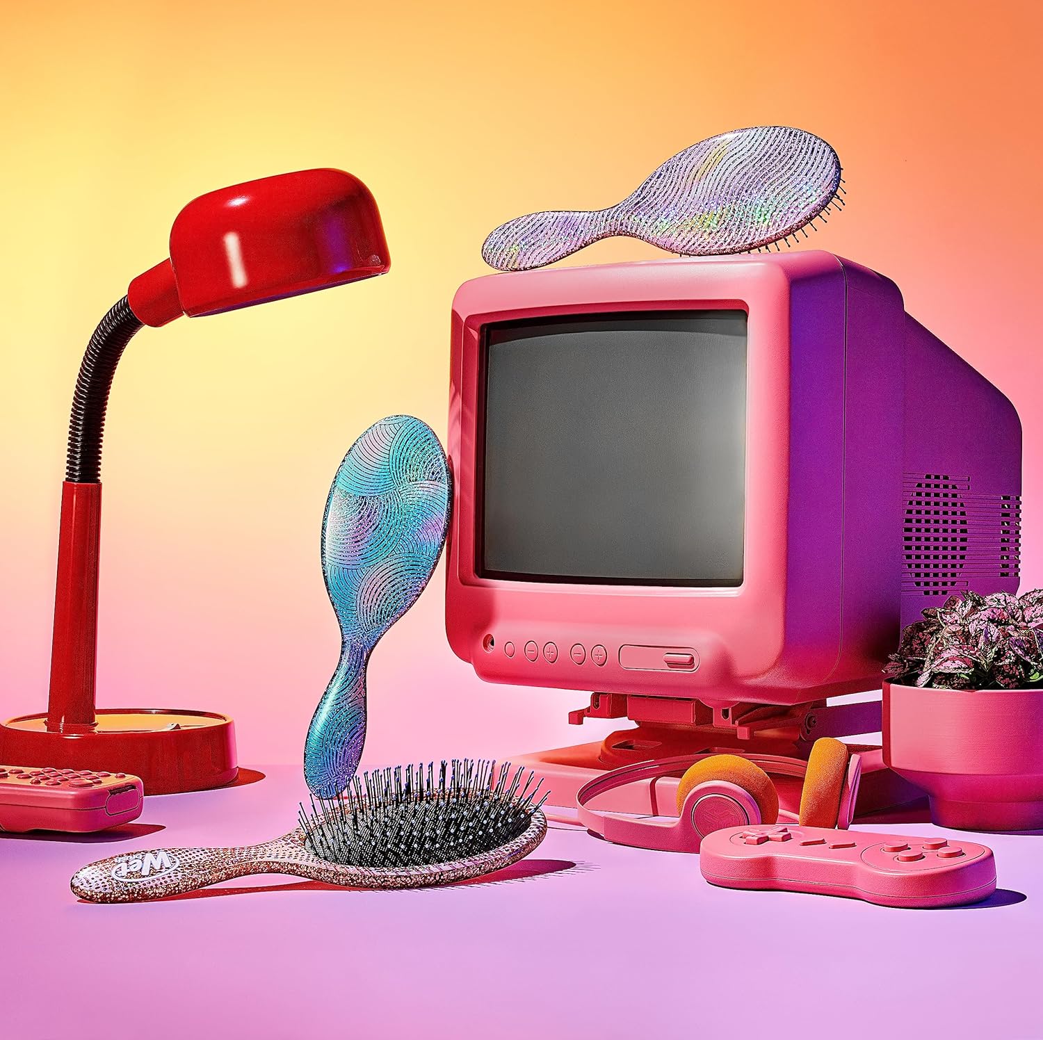 Wet Brush Original Detangling Brush, Purple (Digital Daydream) - Detangler Brush with Soft & Flexible Bristles - Detangling Brush for Curly Hair - Tangle-Free Brush for Straight, Thick, & Wavy Hair - 24hrsmart