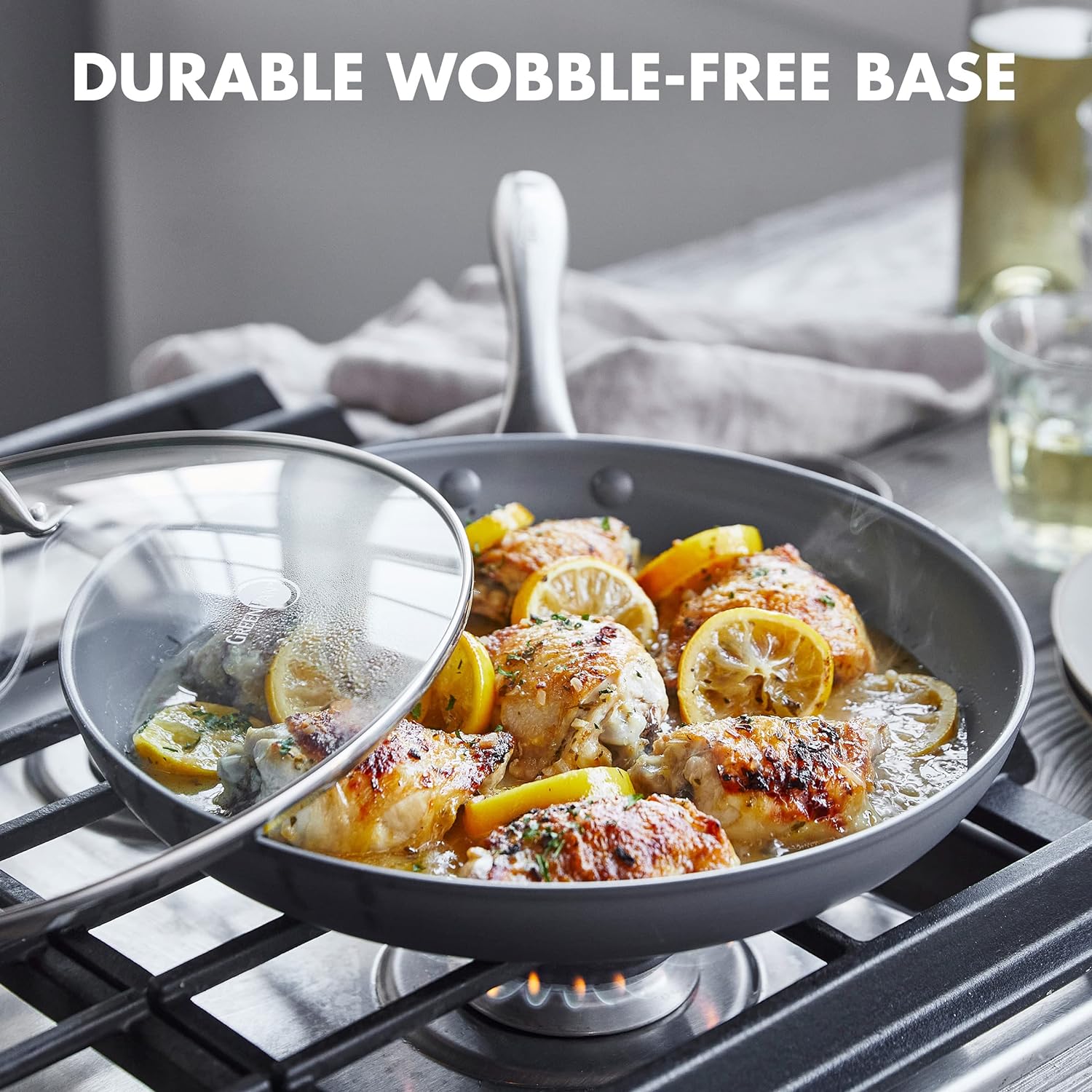 GreenPan Lima Hard Anodized Healthy Ceramic Nonstick 12" Frying Pan Skillet with Lid, PFAS-Free, Oven Safe, Gray - 24hrsmart