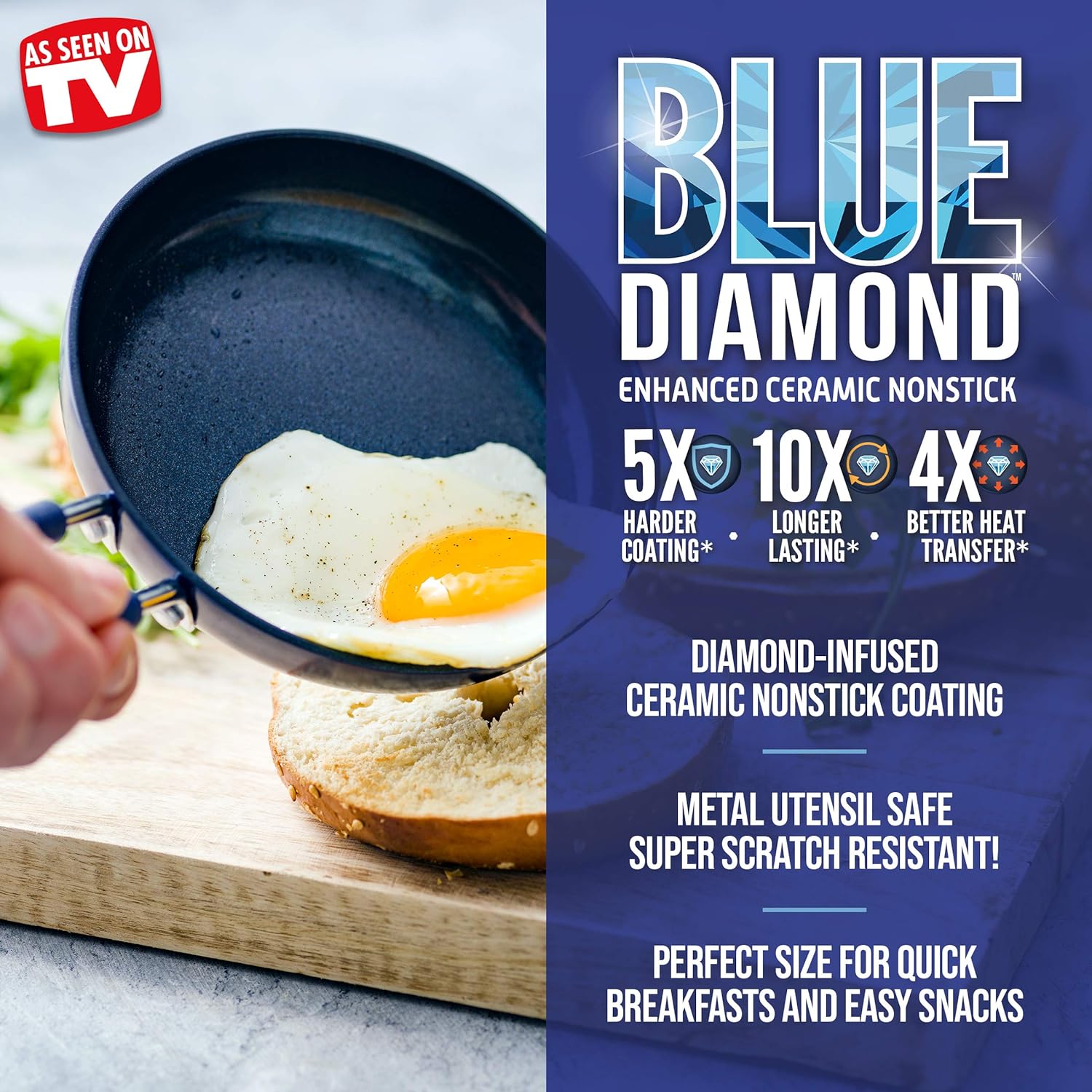 Blue Diamond Cookware Healthy Ceramic Nonstick Mini Egg Pan, Blue - 24hrsmart