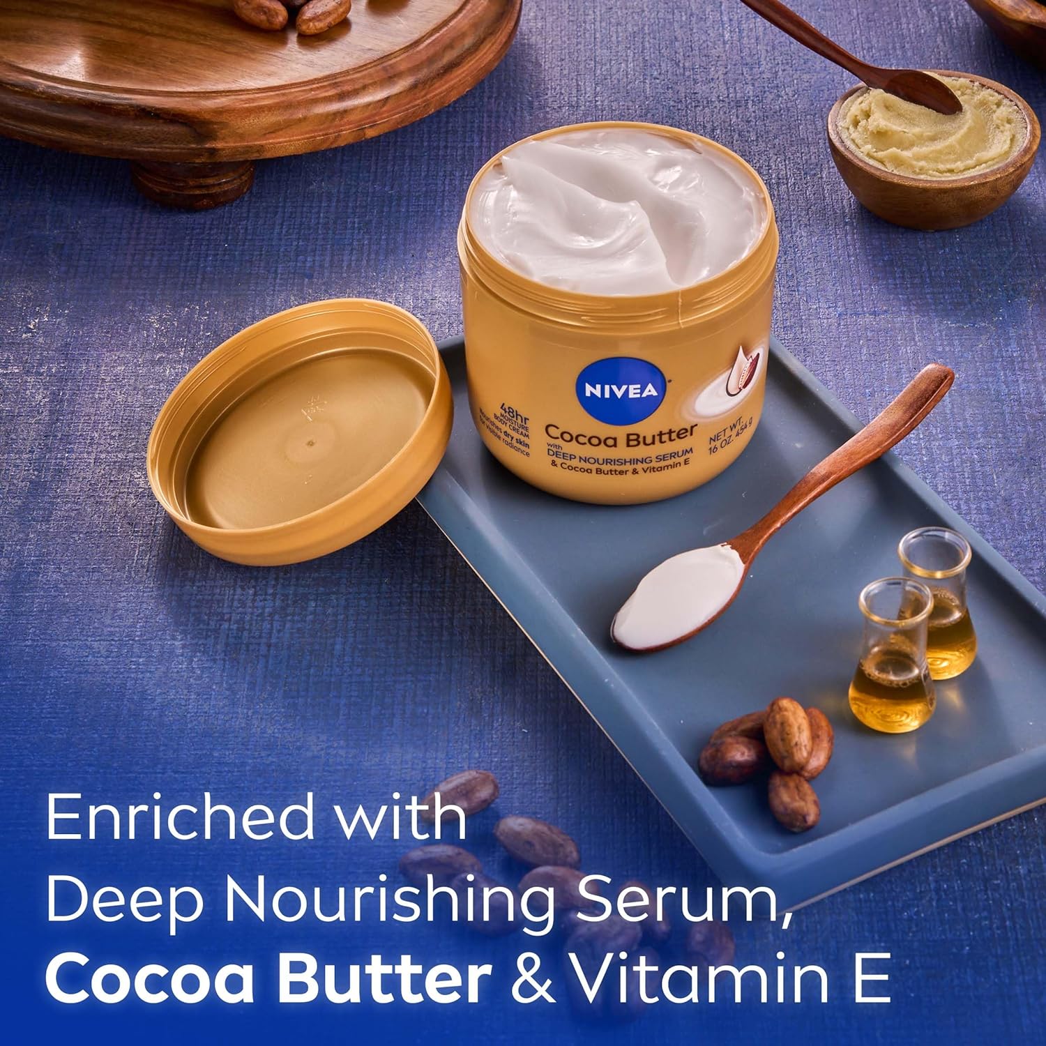 NIVEA Cocoa Butter Body Cream with Deep Nourishing Serum, Cocoa Butter Cream for Dry Skin, 16 Ounce Jar - 24hrsmart