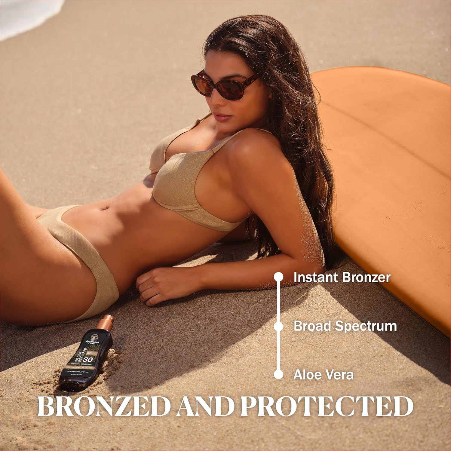Australian Gold Spray Gel Sunscreen with Instant Bronzer SPF 30, 8 Ounce | Moisturize & Hydrate Skin | Broad Spectrum | Water Resistant | Non-Greasy | Oxybenzone Free | Cruelty Free 24Hr Smart