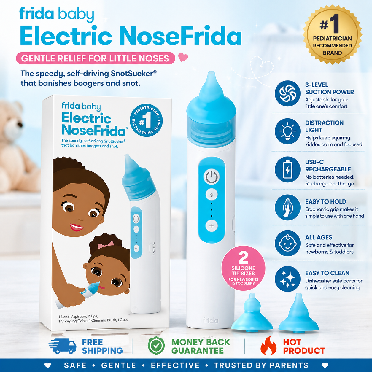 Frida Baby Electric NoseFrida Nasal Aspirator - 5pc - 24hrsmart