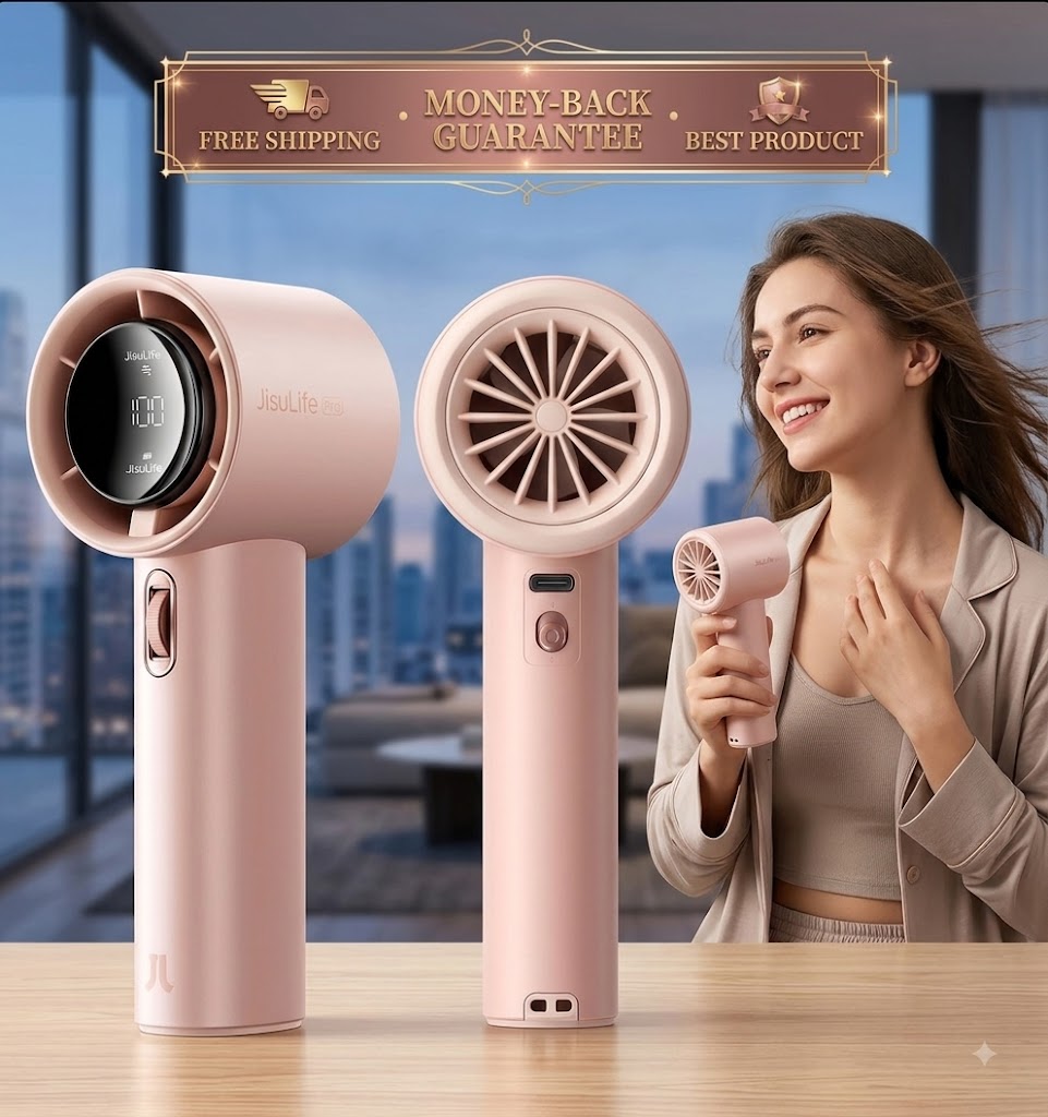 JISULIFE Portable Handheld Fan with Adjustable, Turbo Mode and 3600mAh Battery