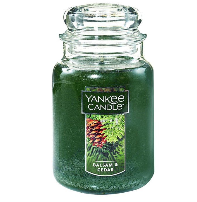 Yankee Candle Balsam & Cedar Scented, Classic 22oz Large Jar Single Wick Candle, Over 110 Hours of Burn Time - 24hrsmart
