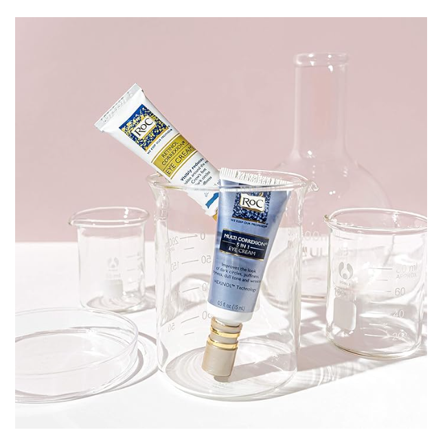 RoC Multi Correxion 5 in 1 Anti-Aging Eye Cream for Puffiness, Under Eye Bags & Dark Circles, Skin Care Treatment with Shea Butter, 0.5 Ounces (Packaging May Vary) 24Hr Smart