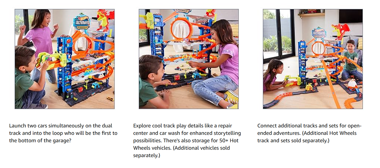 Hot Wheels City Ultimate Garage Track Set with Car-Eating Dragon & 2 Die-Cast Cars – 4 Levels, Stores 50+ Vehicles Hot wheels