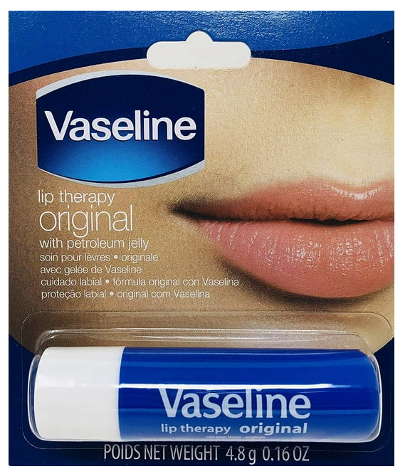 Vaseline Lip Therapy Care Original, Fast-Acting Nourishment, Ideal for Chapped, Dry, Cracked, or Damaged Lips, Lip Balm, 4-Pack, 0.16 Oz Each - 24hrsmart