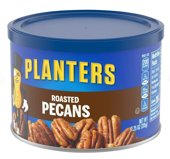 PLANTERS Roasted Pecan Nuts, Party Snacks, Plant-Based Protein, 7.25 Oz Canister - 24hrsmart