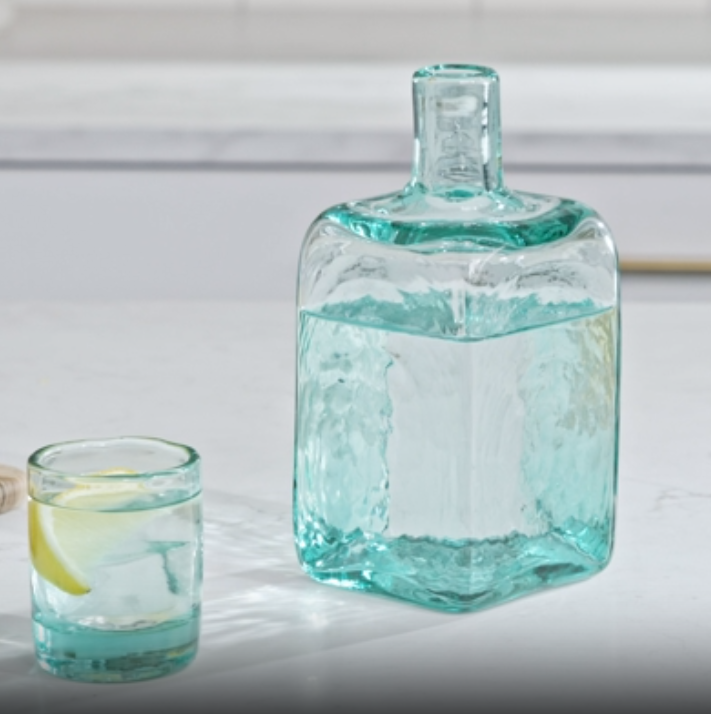 Kalalou Bedside Water Carafe and Drinking Glass, One Size, Green - 24hrsmart