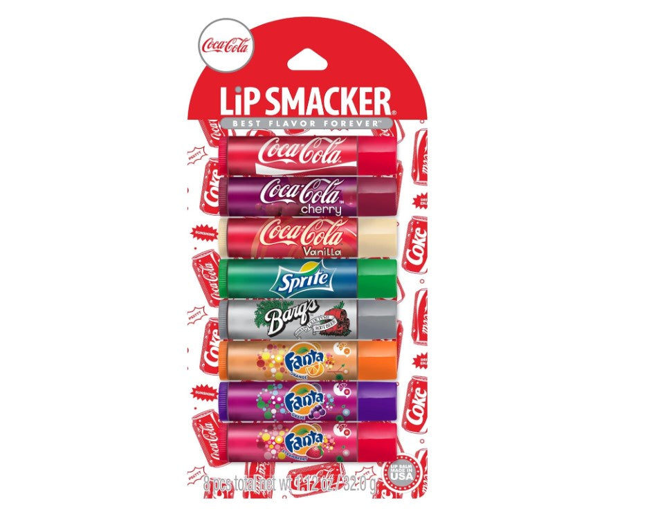 Lip Smacker Original & Best Holiday Flavored Lip Balm Party Pack, Oatmeal Cookie, Vanilla, Mango, Watermelon, Tropical Punch, Cotton Candy, Kiwi, Strawberry, Clear - 24hrsmart