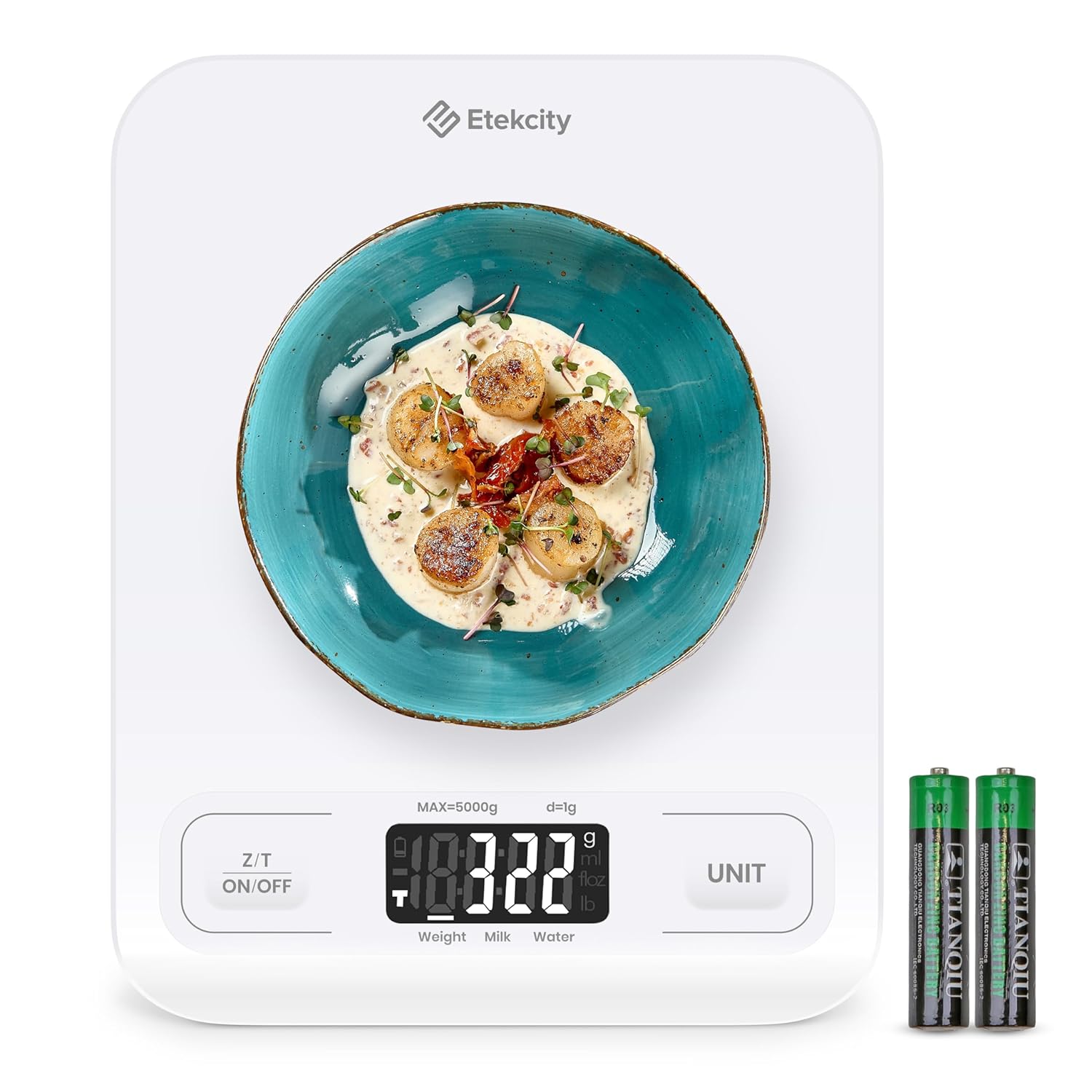 Etekcity Food Kitchen Scale, Digital Grams and Ounces for Weight Loss, Baking, Cooking, Keto and Meal Prep, LCD Display, Medium, 304 Stainless Steel 24hrsmart