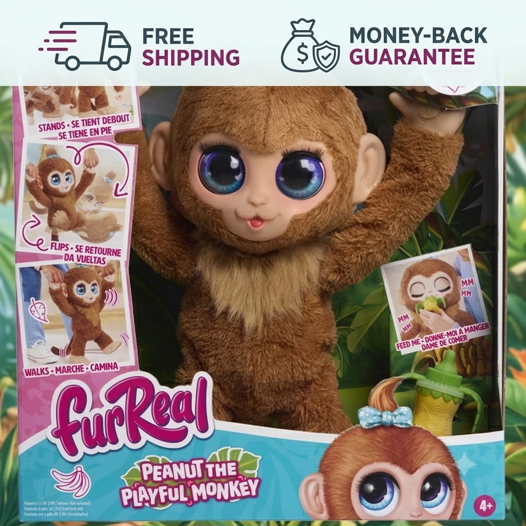 furReal Peanut the Playful Monkey Interactive Toy: FurReal Friends N-A1R5S1R5S4 - 24hrsmart