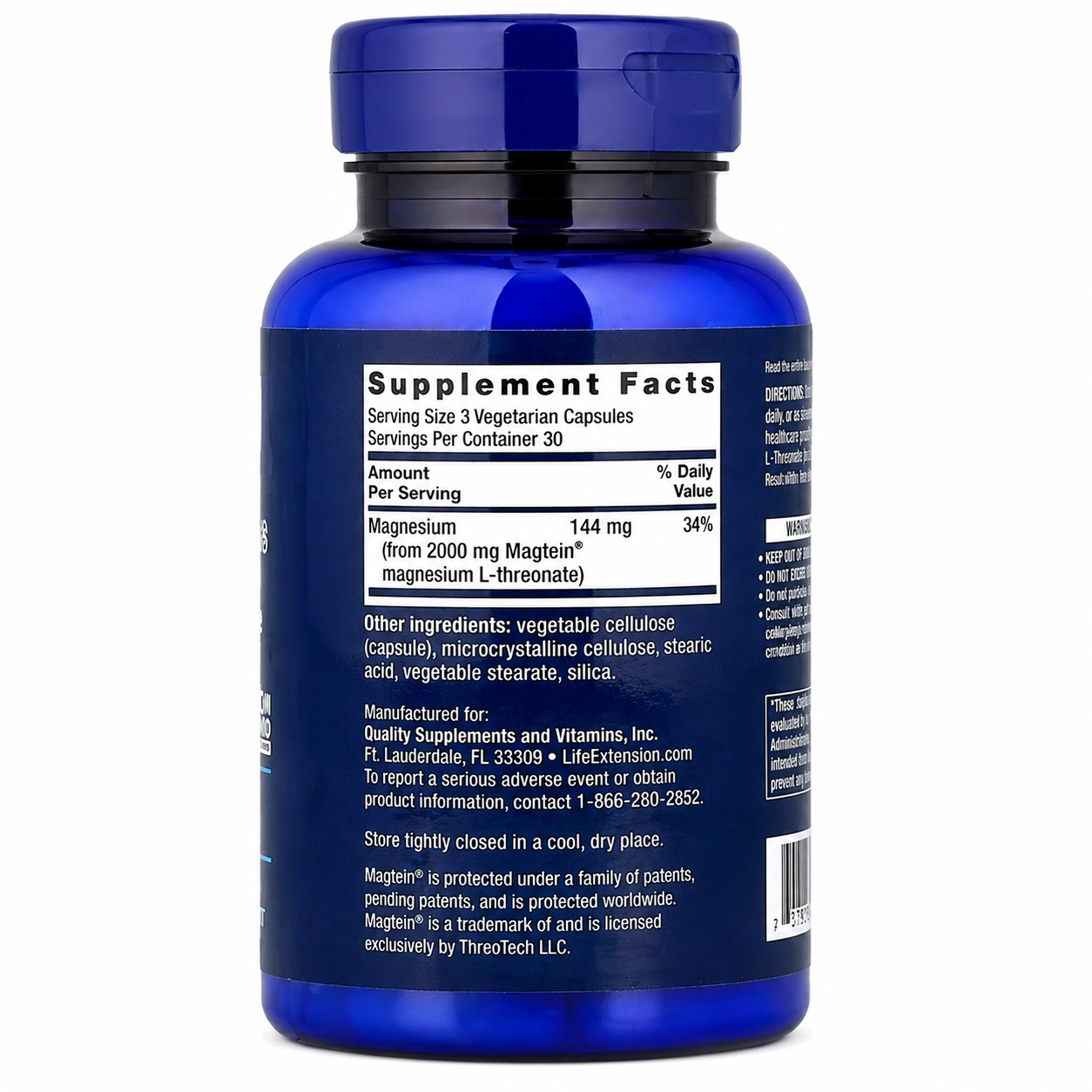 Neuro-Mag Magnesium L-Threonate from 2000 mg Magtein - Life Extension (90 Capsules) - 24hrsmart