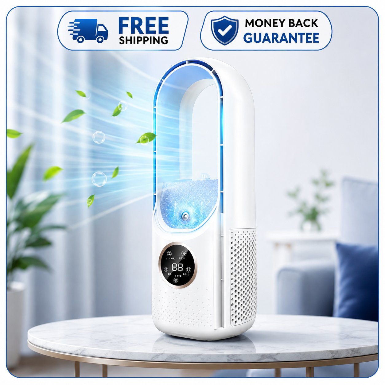 Portable 6-Speed Air Conditioner Fan - Silent Leafless Electric Cooler w/Timer - 24hrsmart