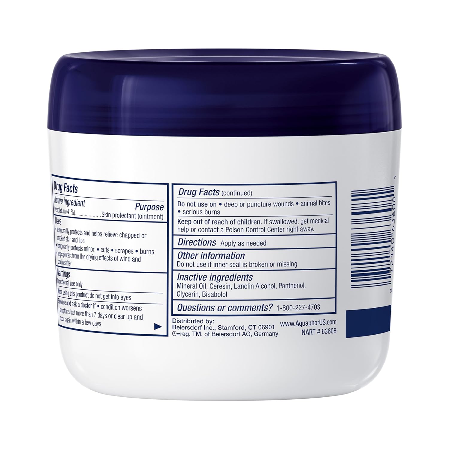 Aquaphor Healing Ointment, Advanced Therapy Skin Protectant, Dry Skin Body Moisturizer, Multi - Purpose Healing Ointment, For Dry, Cracked Skin & Minor Cuts & Burns, 14 Oz Jar - 24hrsmart