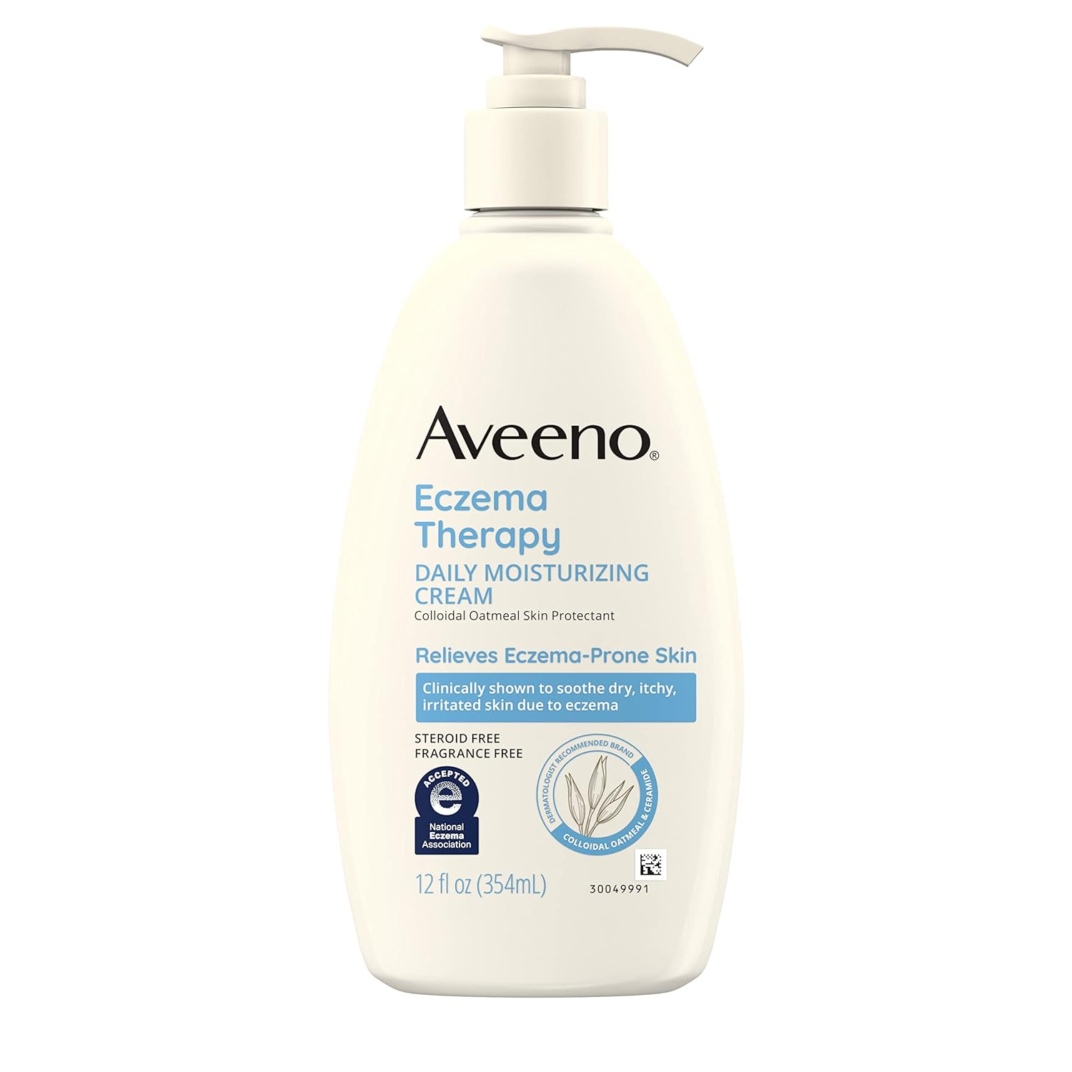 Aveeno Eczema Therapy Daily Moisturizing Body Cream for Sensitive Skin, Soothing Eczema Relief Cream, Colloidal Oatmeal & Ceramide for Dry & Itchy Skin, Steroid - & Fragrance - Free, 12 oz - 24hrsmart