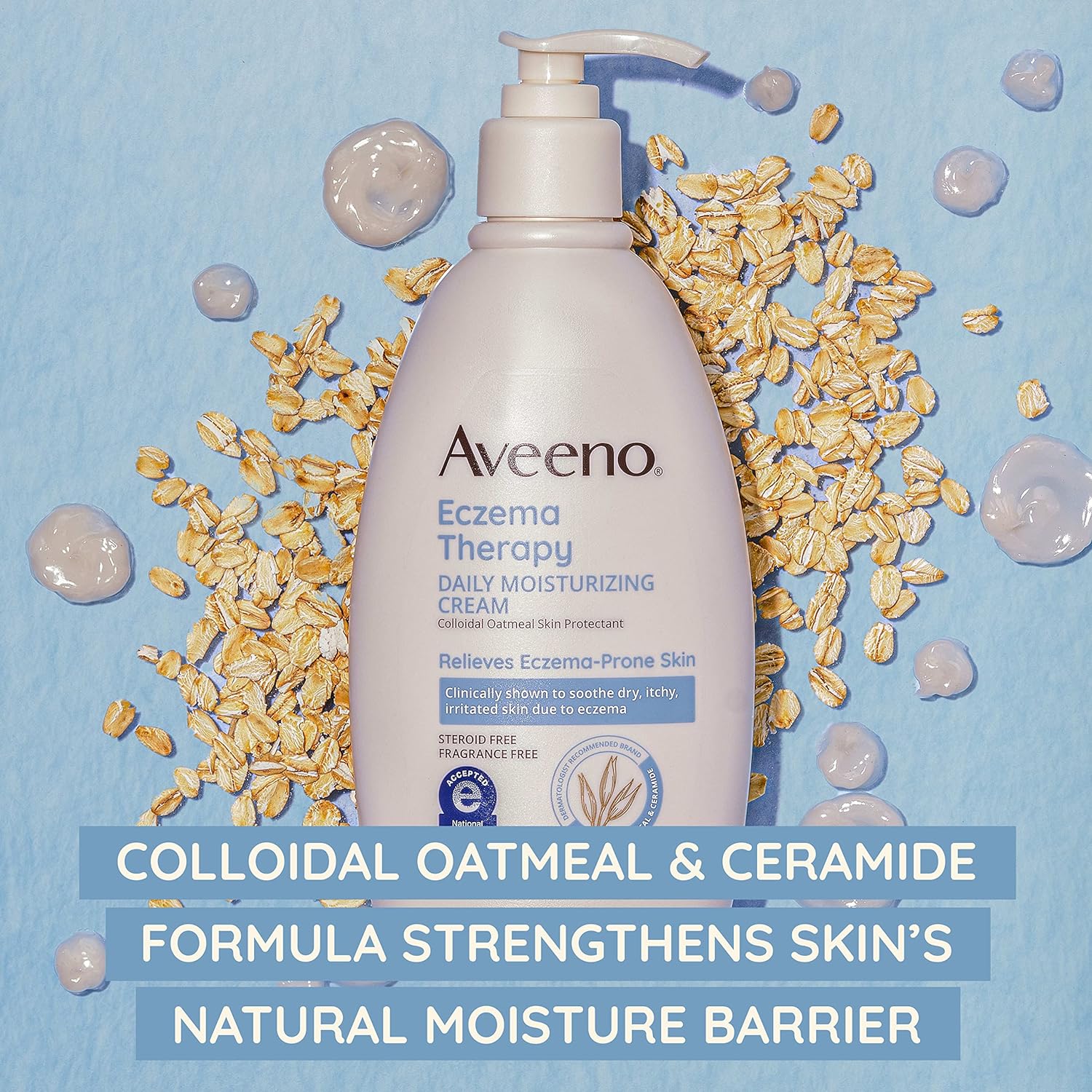 Aveeno Eczema Therapy Daily Moisturizing Body Cream for Sensitive Skin, Soothing Eczema Relief Cream, Colloidal Oatmeal & Ceramide for Dry & Itchy Skin, Steroid - & Fragrance - Free, 12 oz - 24hrsmart
