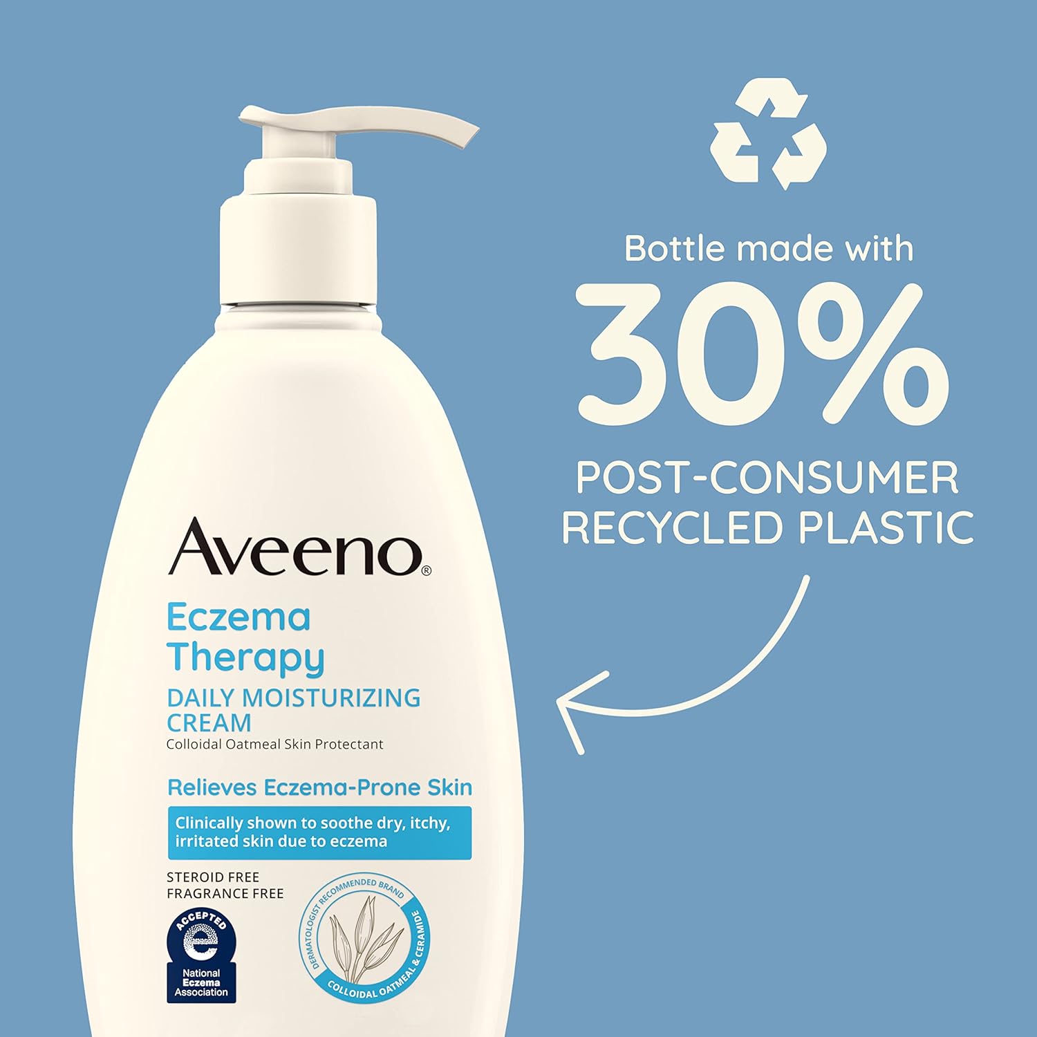 Aveeno Eczema Therapy Daily Moisturizing Body Cream for Sensitive Skin, Soothing Eczema Relief Cream, Colloidal Oatmeal & Ceramide for Dry & Itchy Skin, Steroid - & Fragrance - Free, 12 oz - 24hrsmart