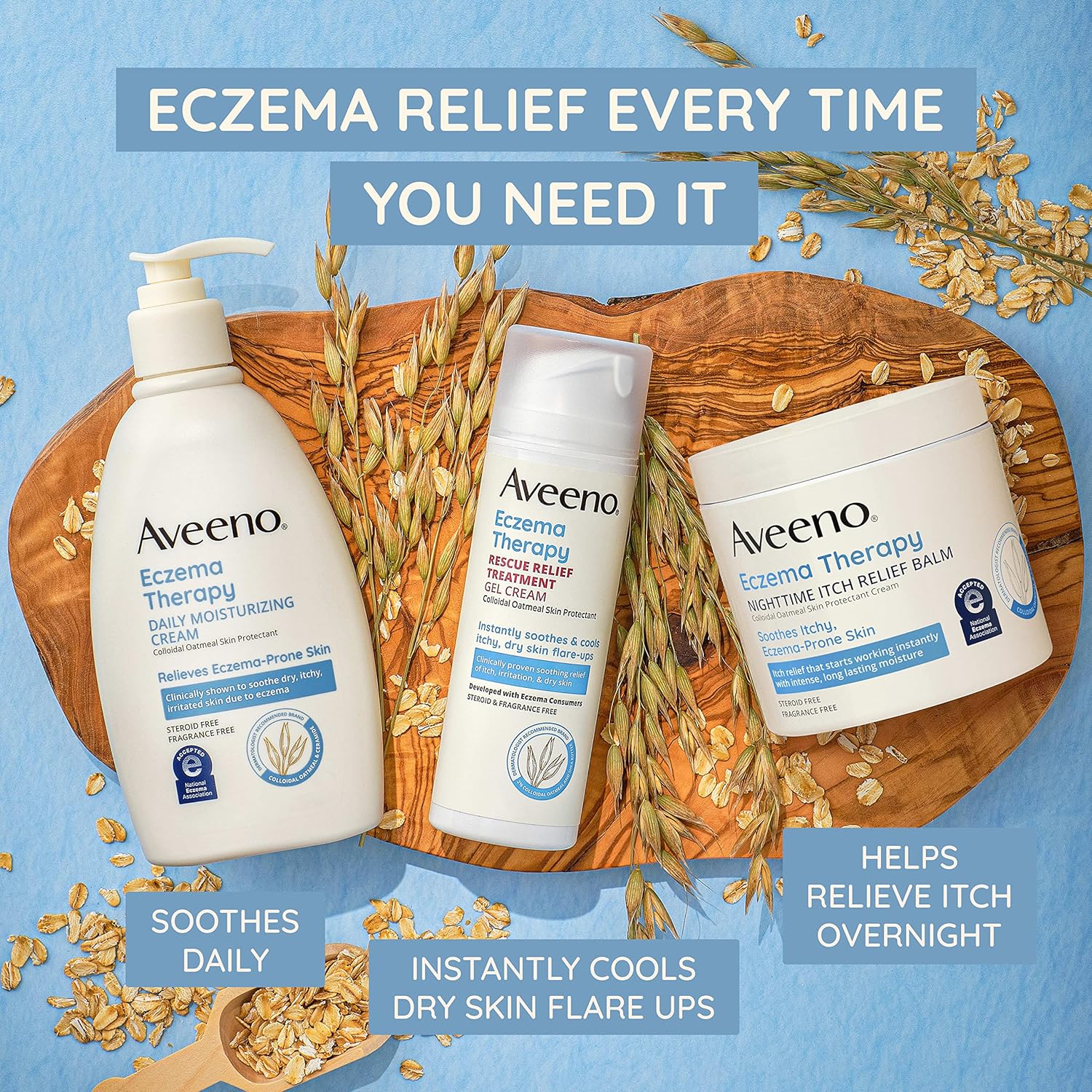 Aveeno Eczema Therapy Daily Moisturizing Body Cream for Sensitive Skin, Soothing Eczema Relief Cream, Colloidal Oatmeal & Ceramide for Dry & Itchy Skin, Steroid - & Fragrance - Free, 12 oz - 24hrsmart