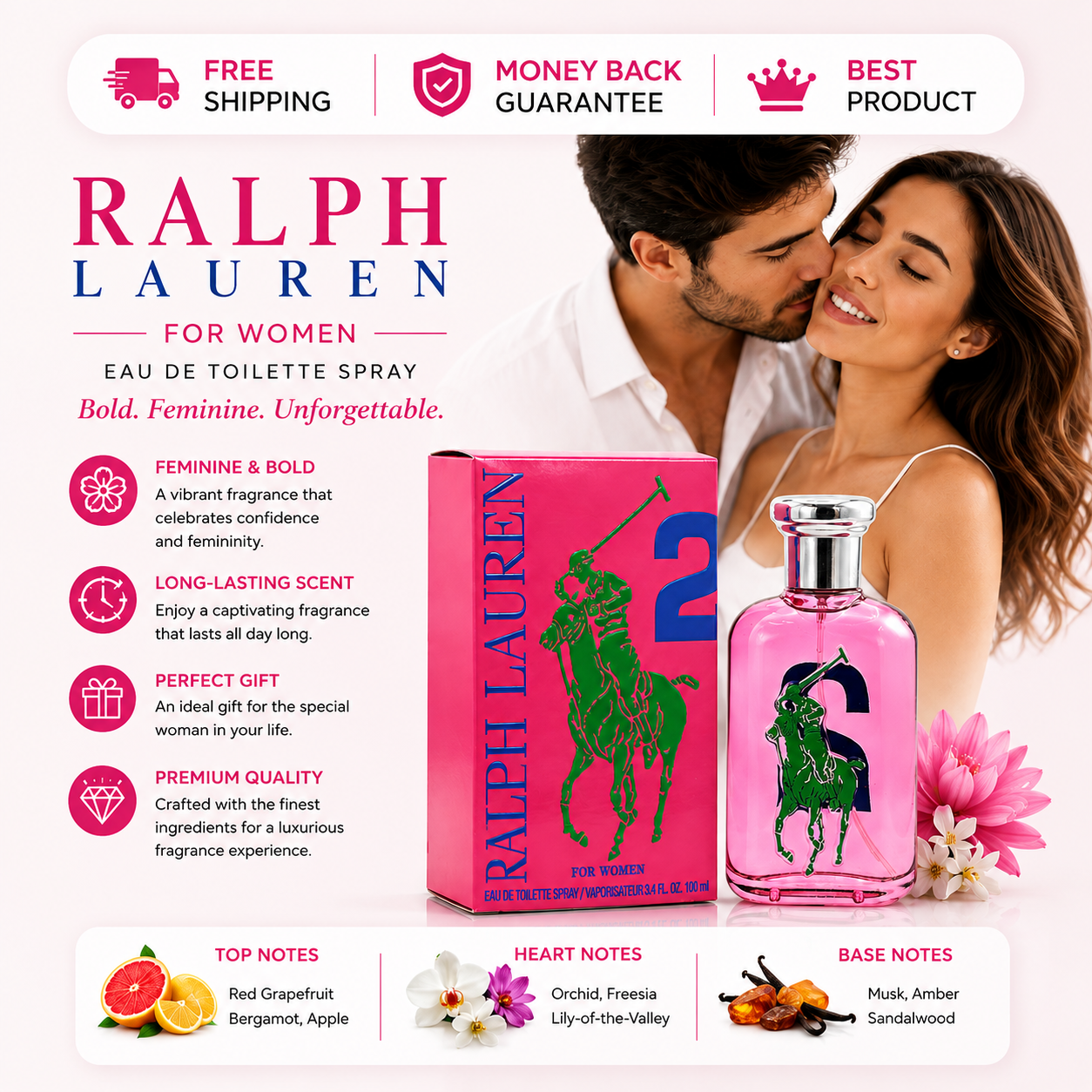 Ralph Lauren Big Pony Pink 2 for Women 3.3 oz Eau de Toilette Spray