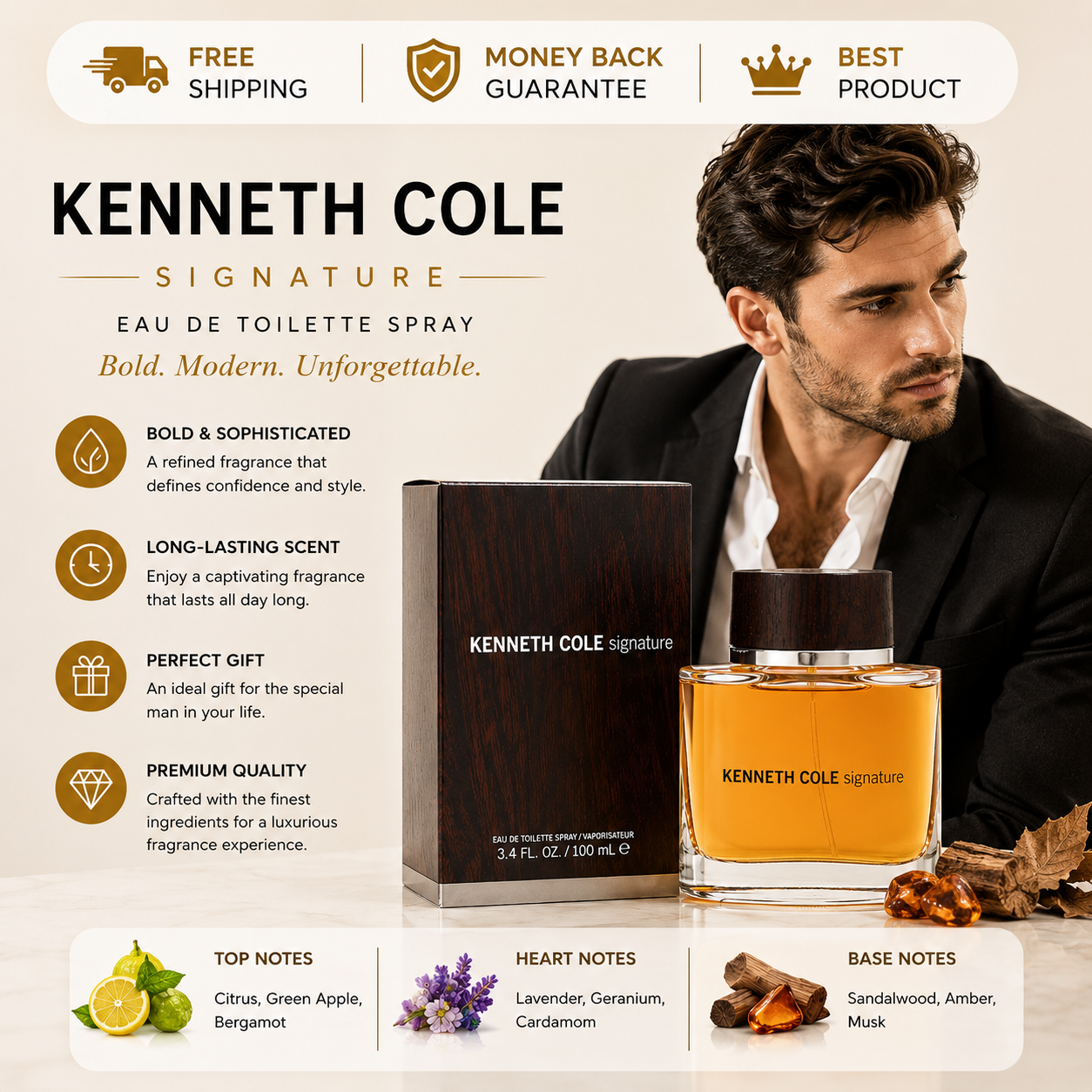 Kenneth Cole Signature by Kenneth Cole Eau De Toilette Spray 3.4oz/100ml for Men
