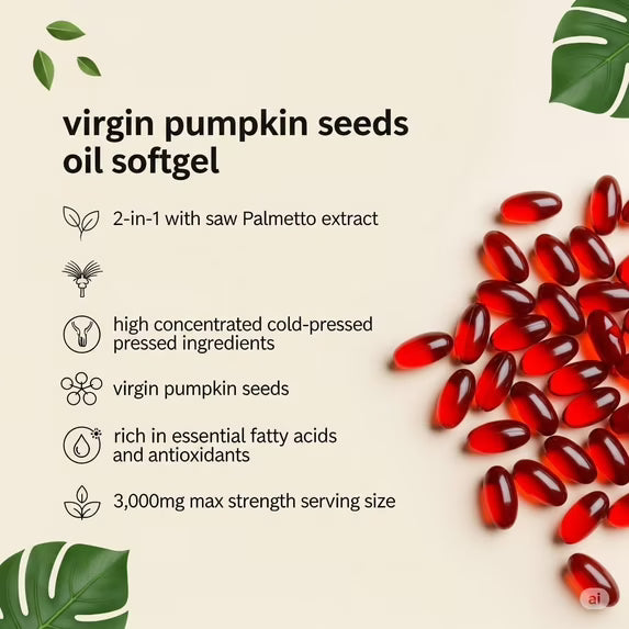 Cures For Life Pumpkin Seed Oil with Saw Palmetto for men’s daily health and hair support