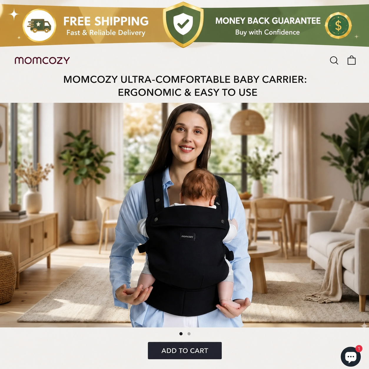 Momcozy Baby Carrier - Newborn to Toddler - 24hrsmart