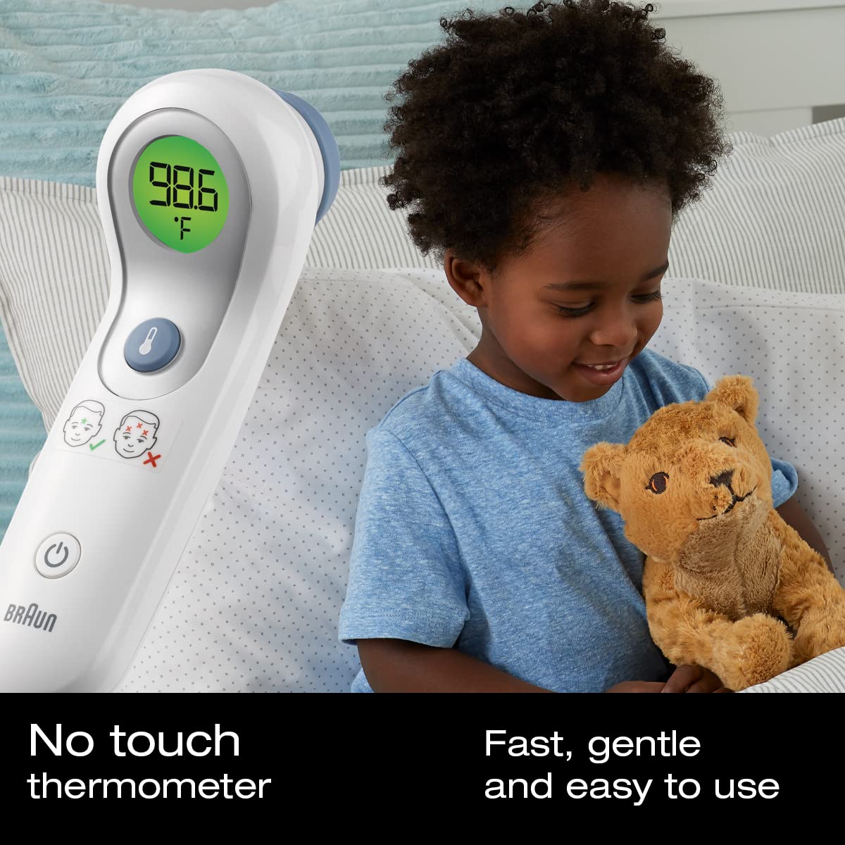Braun No Touch and Forehead Thermometer - Touchless Thermometer for Adults, Babies, Toddlers & Kids, Color - Coded Fever Guidance, Fast, Reliable, and Accurate Results - 24hrsmart