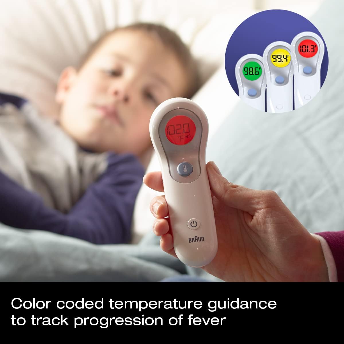Braun No Touch and Forehead Thermometer - Touchless Thermometer for Adults, Babies, Toddlers & Kids, Color - Coded Fever Guidance, Fast, Reliable, and Accurate Results - 24hrsmart