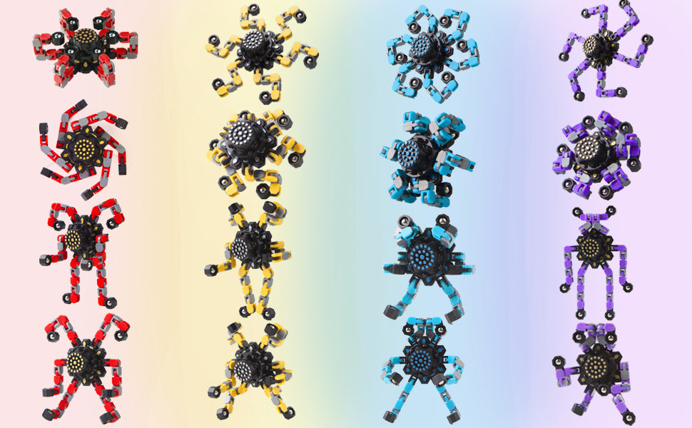 Easter Basket Stuffers Transformable Fidget Spinners 4 Pcs for Kids and Adults Stress Relief Sensory Toys for Boys and Girls Fingertip Gyros for Party Favors Stocking Stuffers Bulk for Kids 24hrsmart